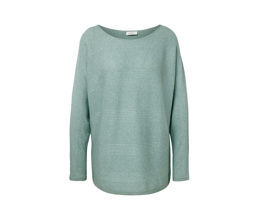 Szałwiowy, cienki sweter.