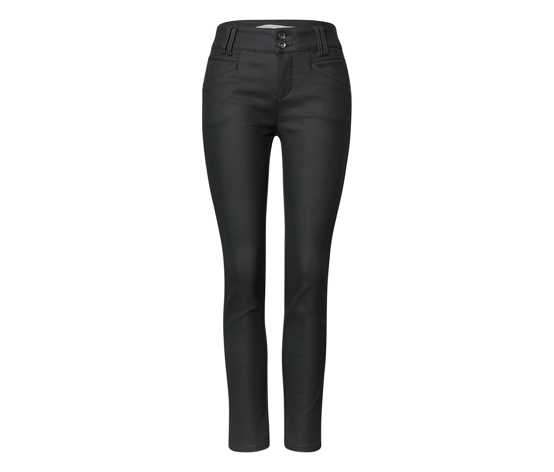 Spodnie z imitacji skóry Street One, black