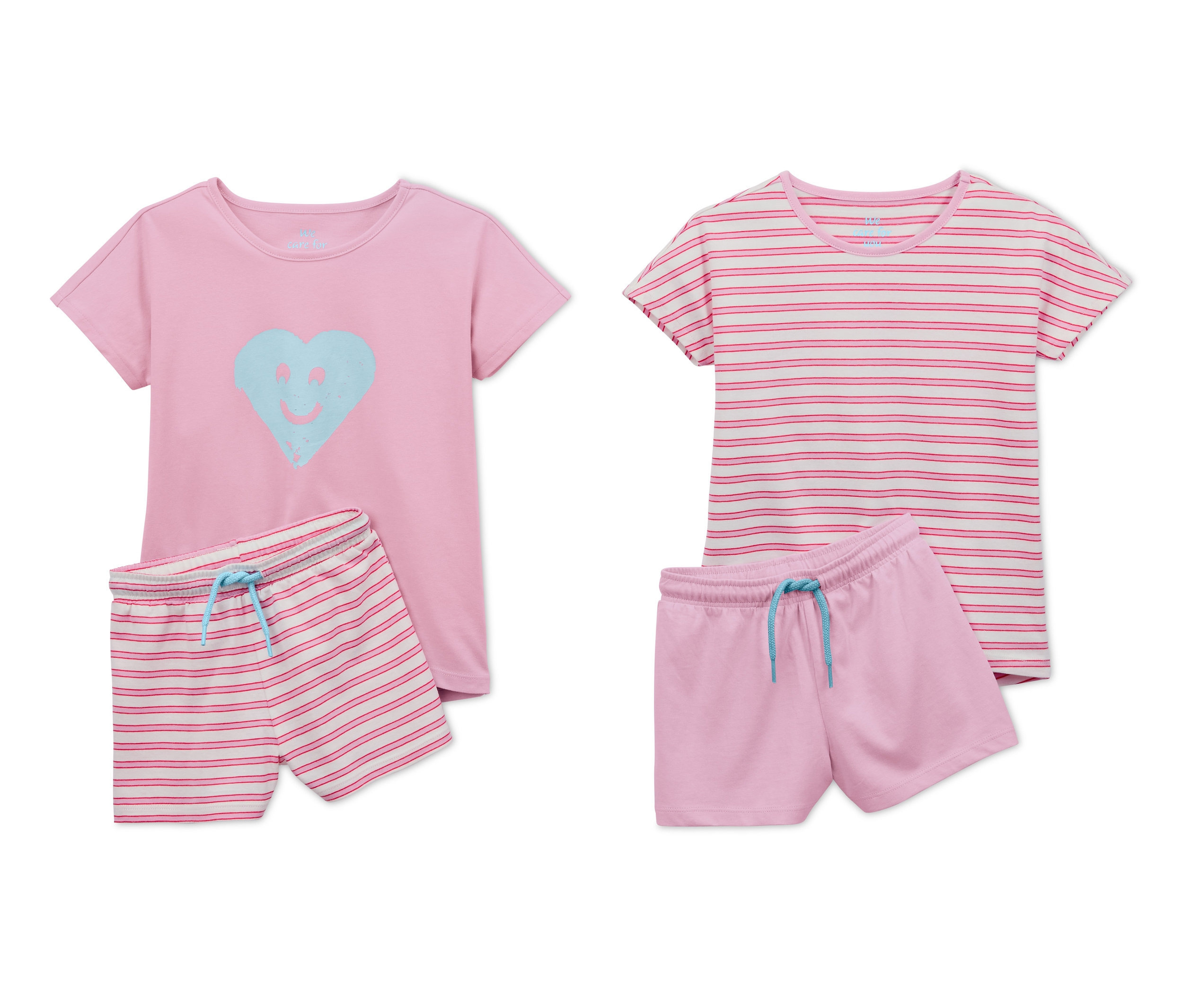 Tchibo - Piżamy z koszulką i spodenkami z bawełny ekologicznej- niebieski/biały/w paski