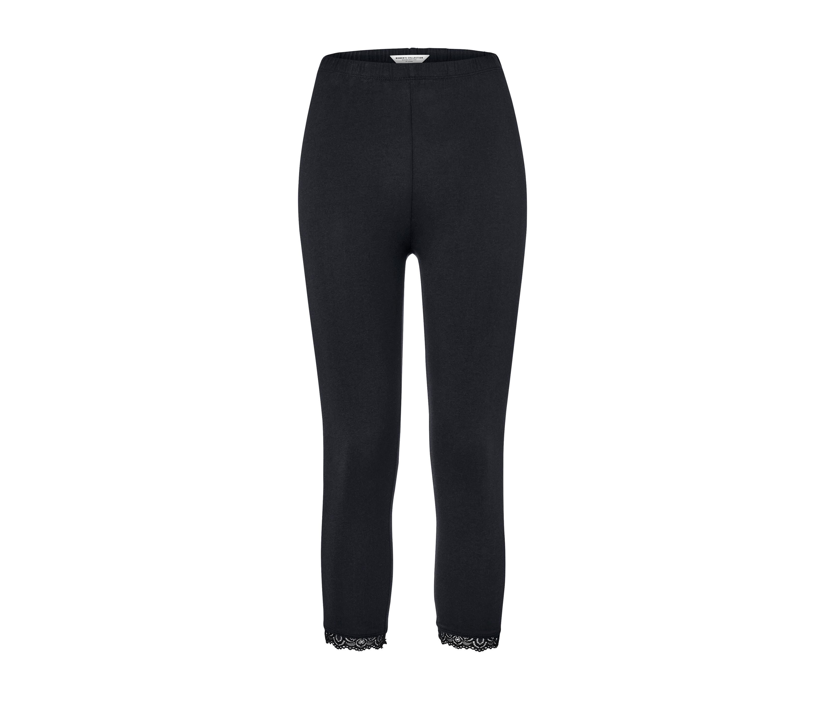 Tchibo - Legginsy o długości 3/4 z koronkowym zakończeniem, czarny