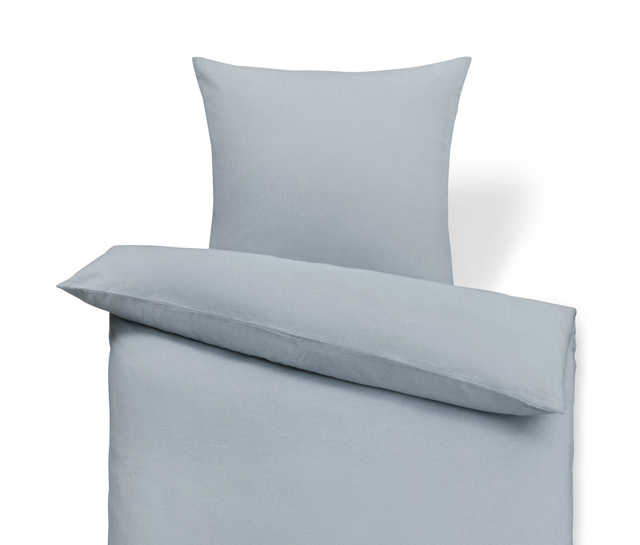 Niebieska pościel lniana w rozmiarze standardowym i niestandardowym.