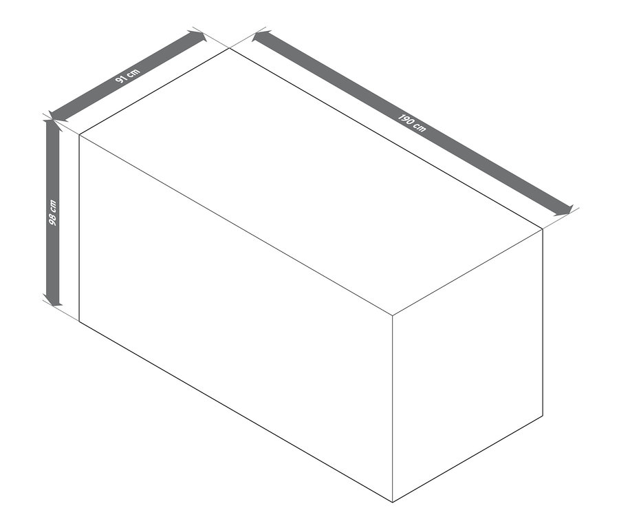 Wymiary osłony premium na duże sofy wypoczynkowe: 91 cm x 98 cm x 190 cm.