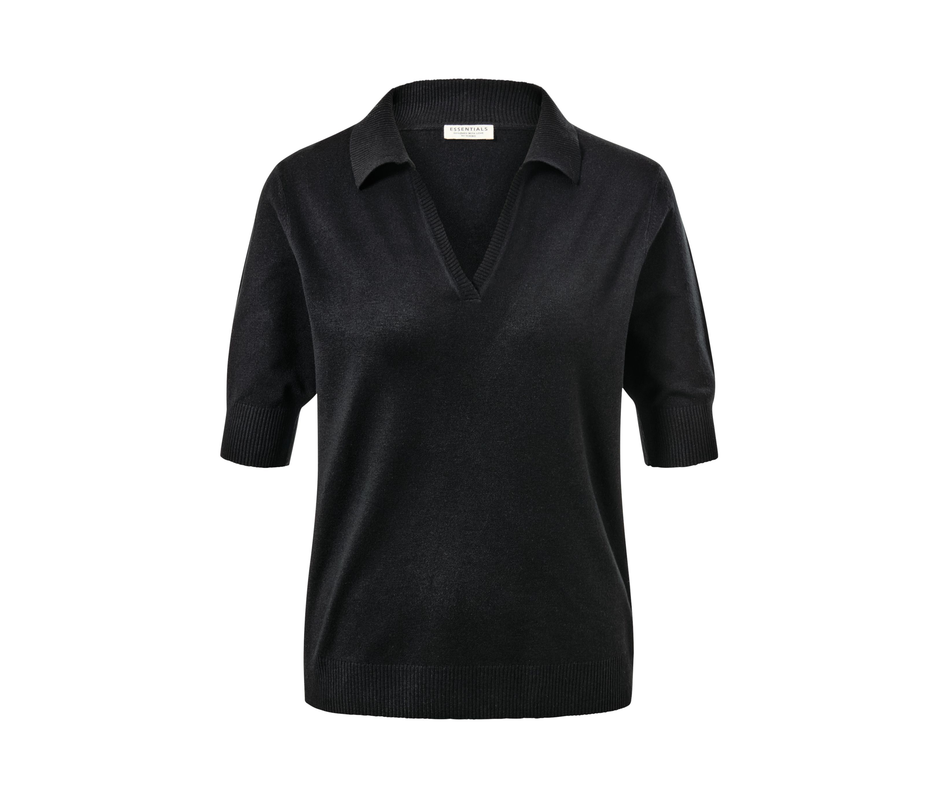 Tchibo - Koszulka polo z delikatnej dzianiny, czarny