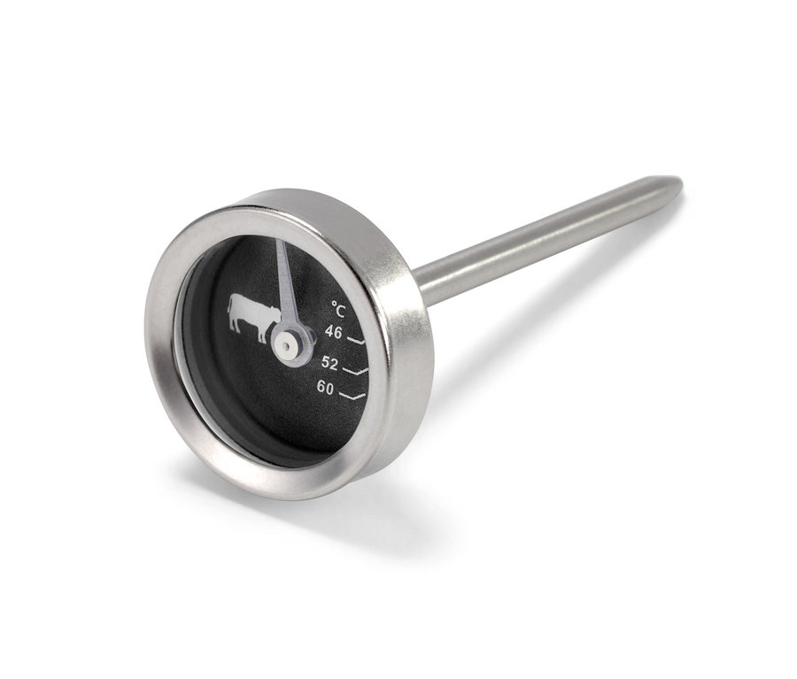 Zbliżenie na jeden z 4 termometrów do grillowania.