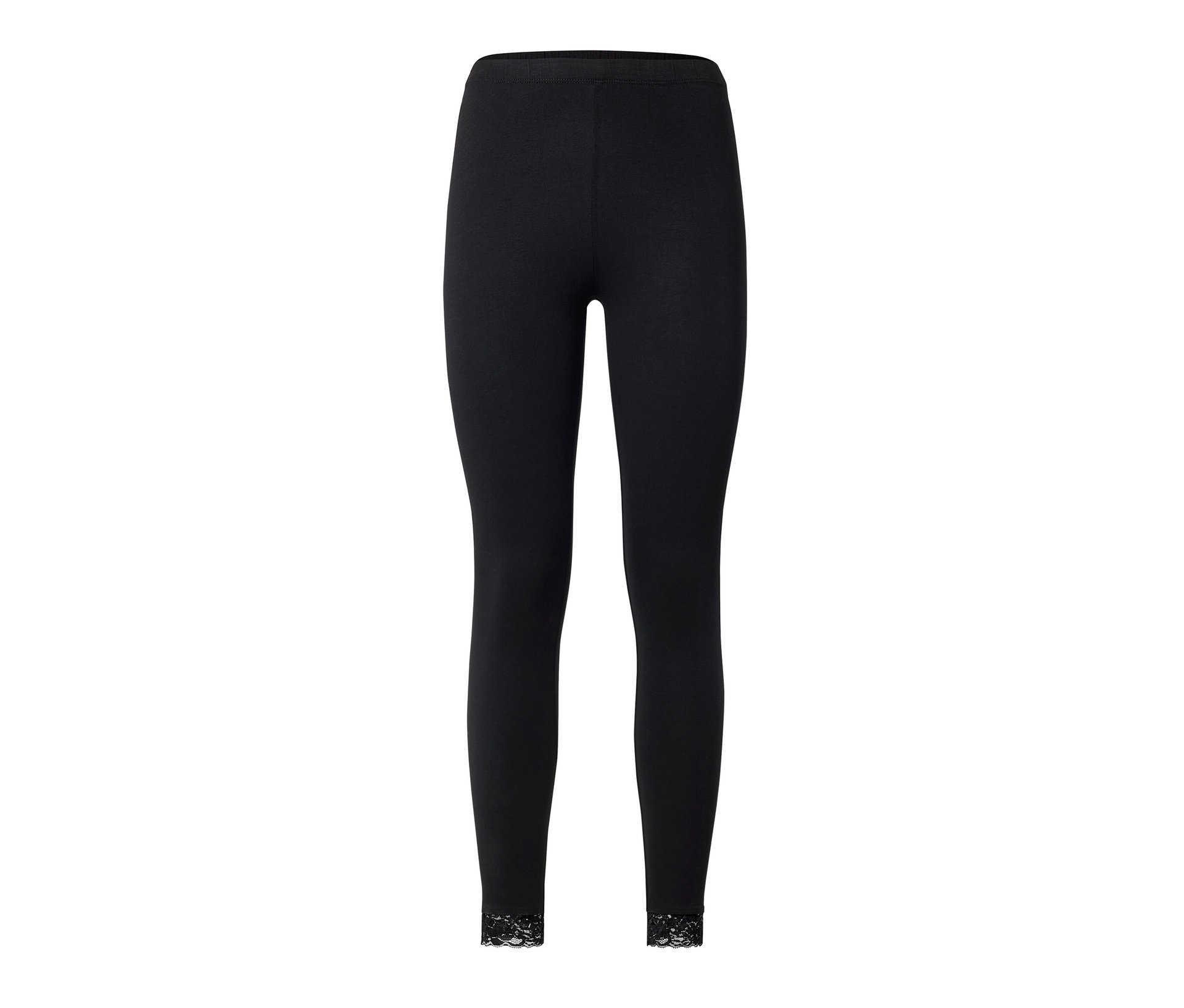 Tchibo - Legginsy z koronkowym wykończeniem- czarny