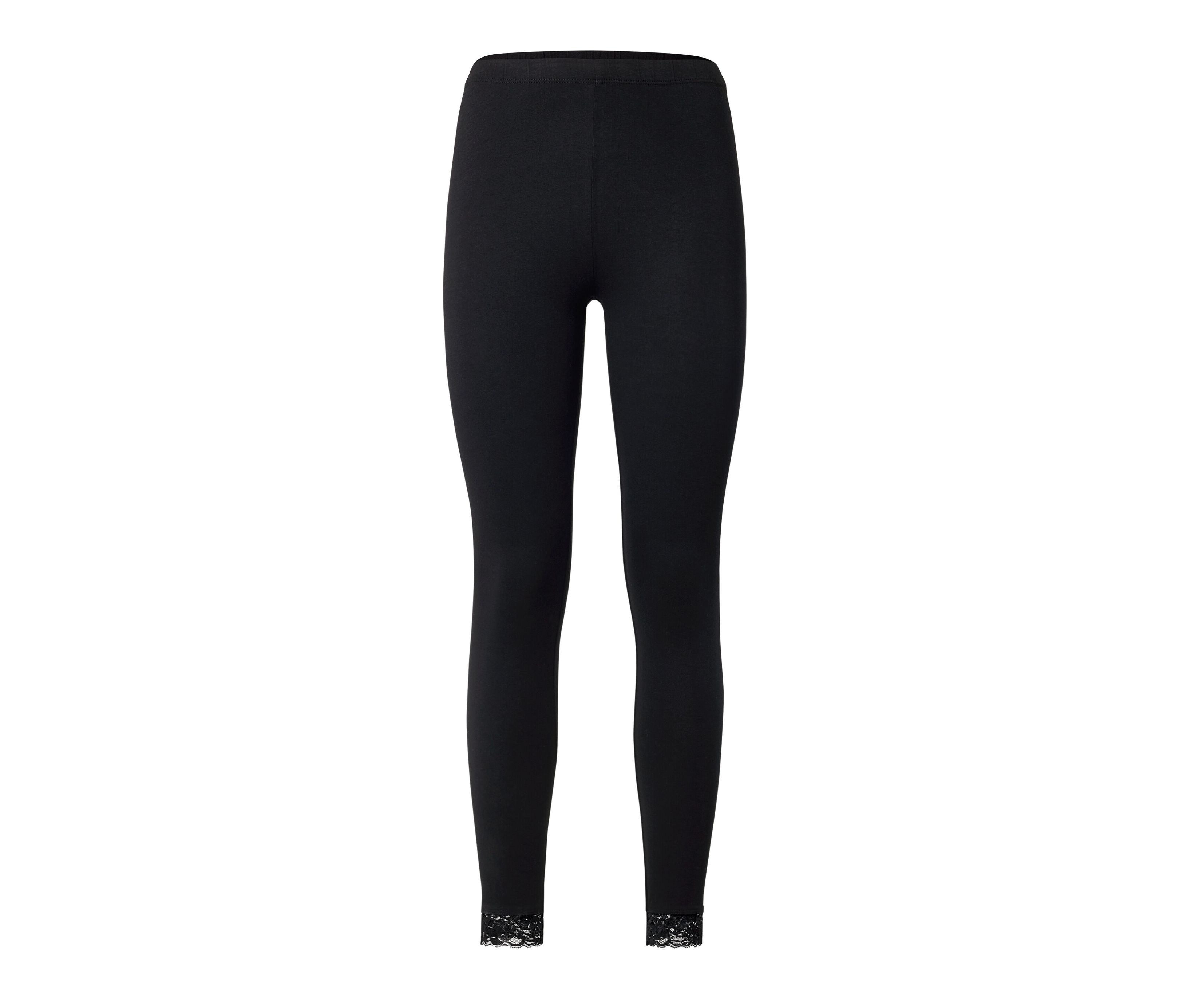 Tchibo - Legginsy z koronkowym wykończeniem, czarny