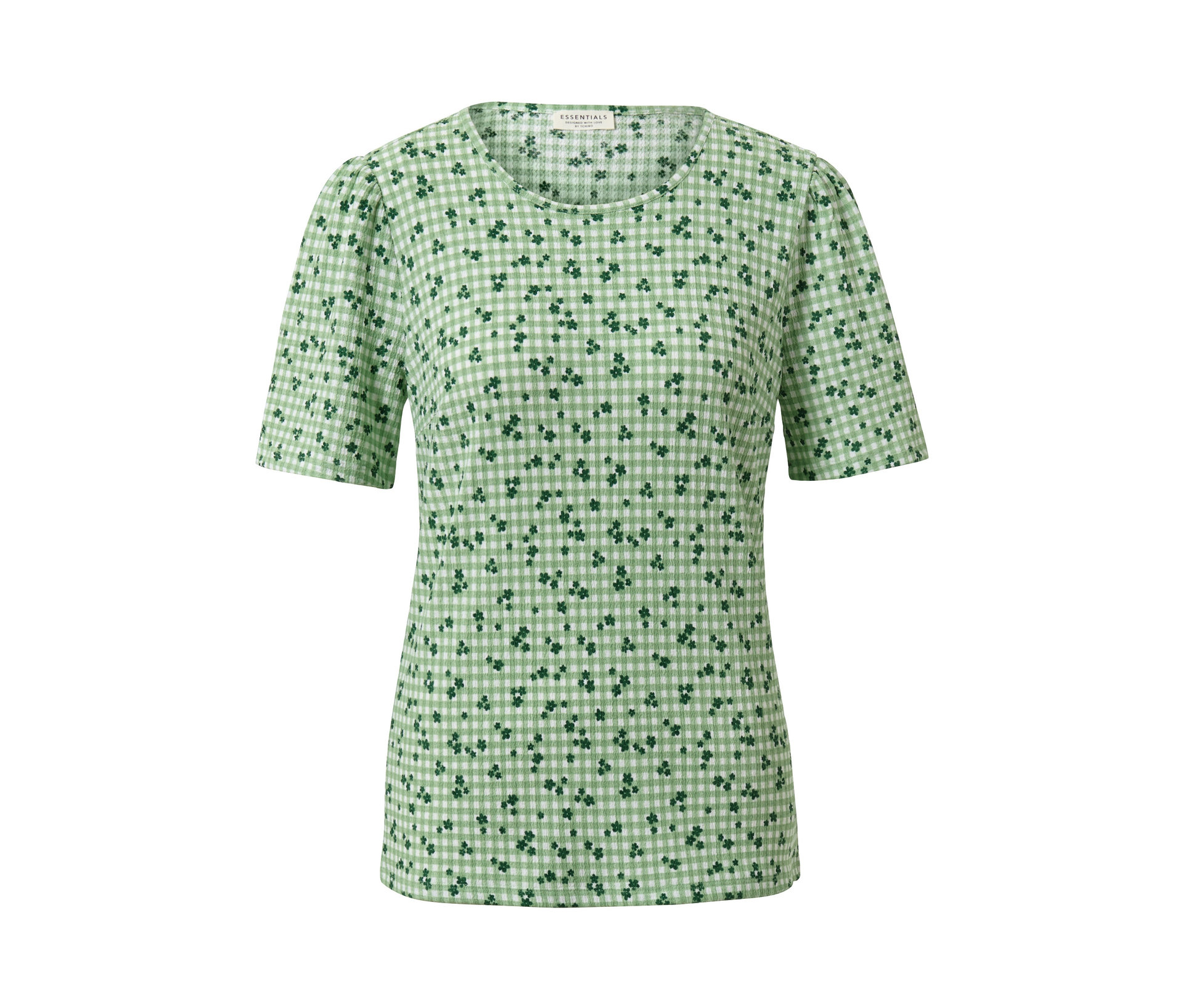 Tchibo - Bluzka z nadrukiem na całej powierzchni- zielony/w kratkę