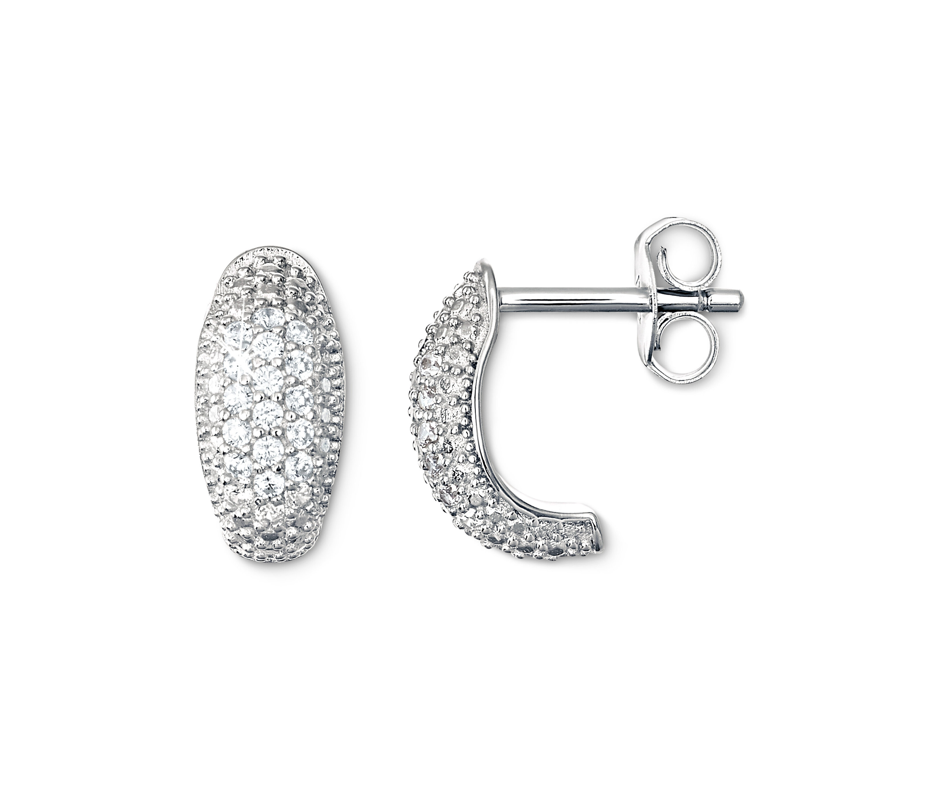 Tchibo - Kolczyki kreole Sparkling ze srebra próby 925 - kolor: biały/srebrny