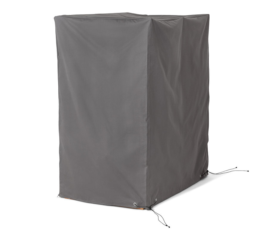 Szary pokrowiec premium na kosz plażowy XL zakrywa kosz plażowy.