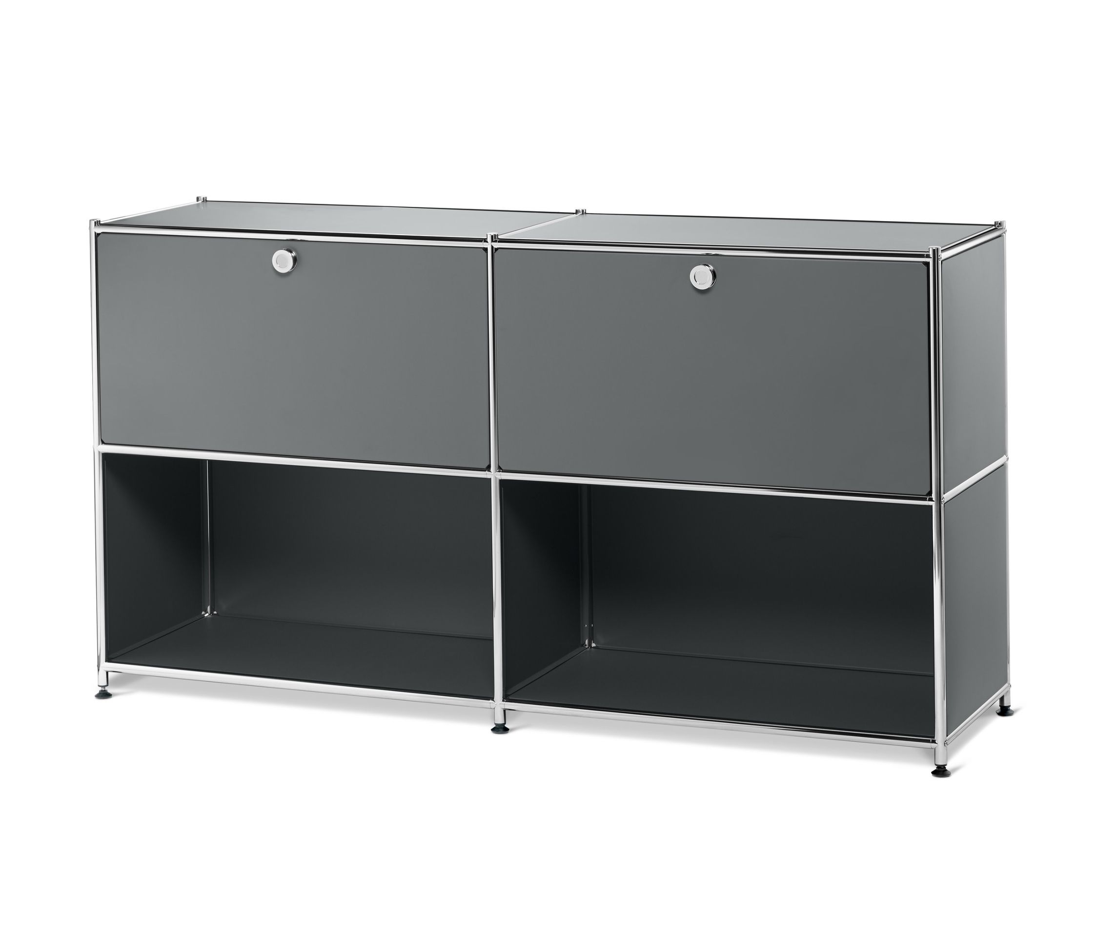 Tchibo - Metalowa szafka typu sideboard »Cn3« z przestawnymi komorami z klapami - kolor: szary
