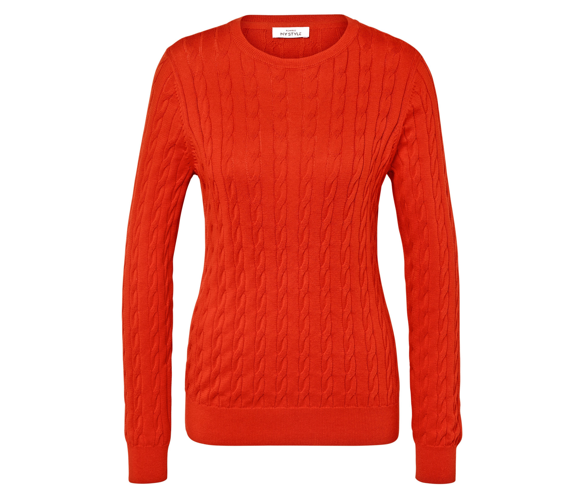 Tchibo - Sweter z warkoczowym wzorem- pomarańczowy