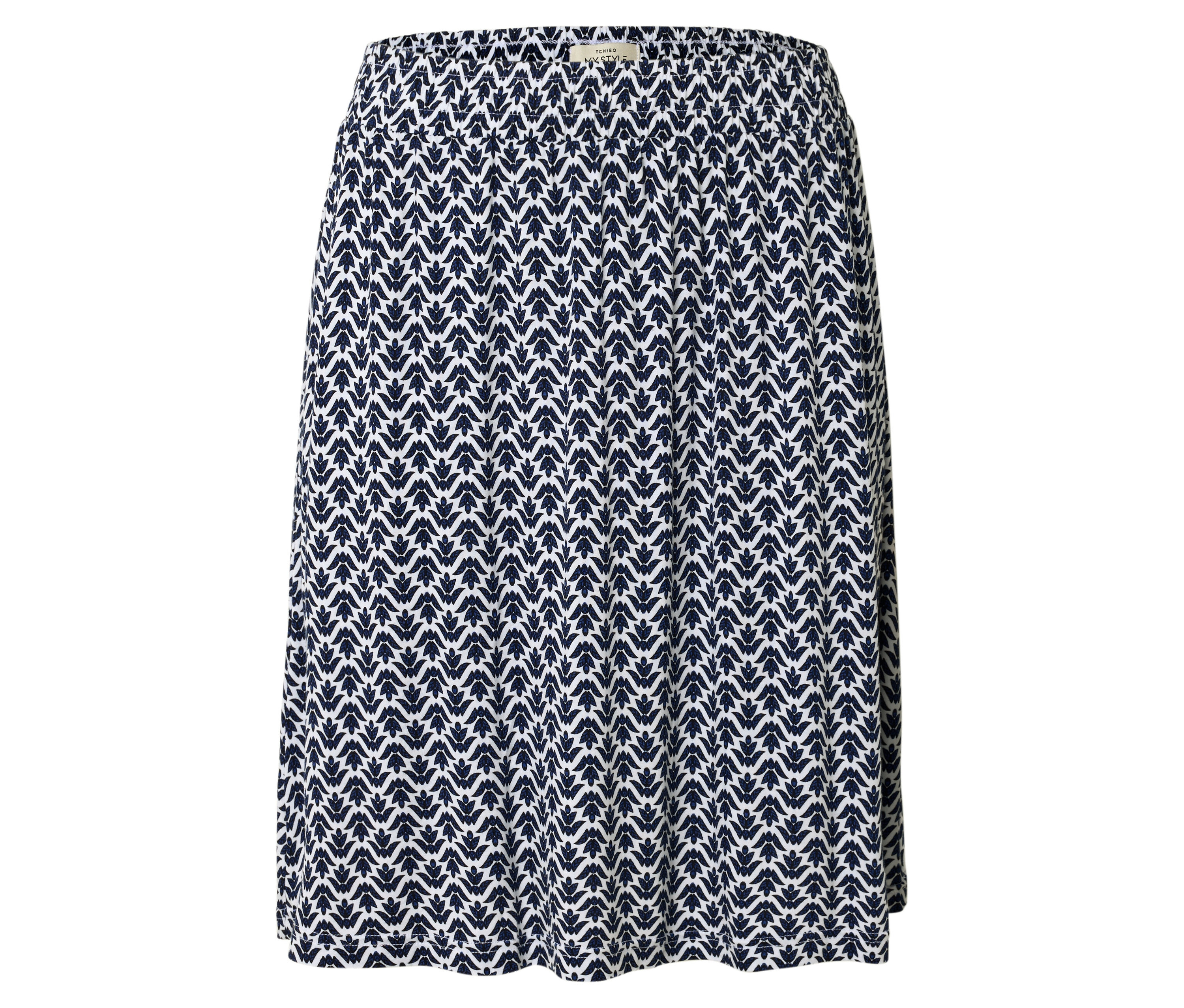 Tchibo - Spódnica z dżerseju z nadrukiem- niebieski/biały/z nadrukiem