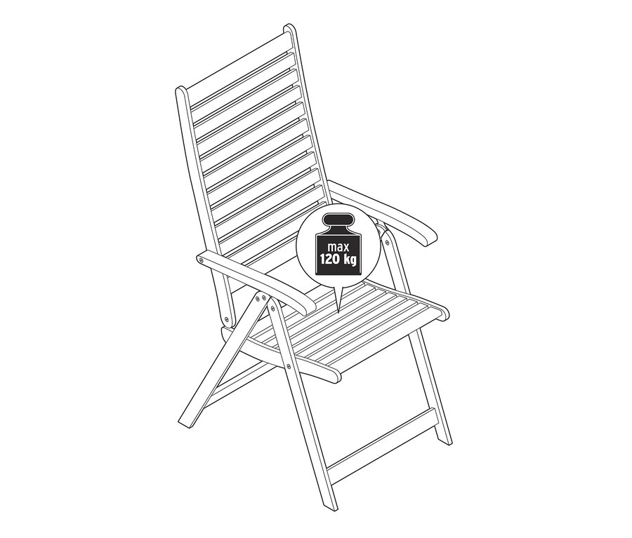 Ilustracja krzesła z wysokim oparciem z 6-stopniową regulacją.