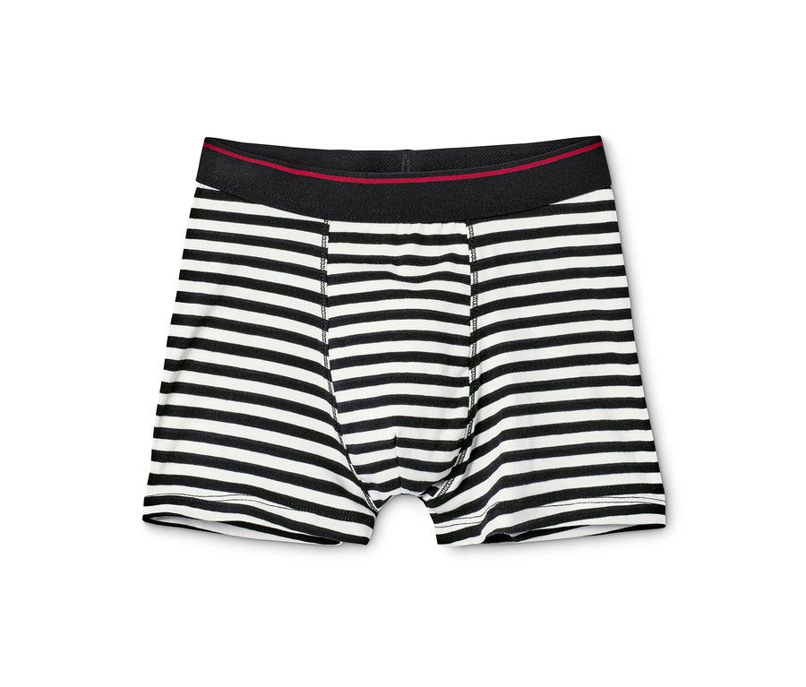 Bokserki chłopięce w czarno-białe paski.
