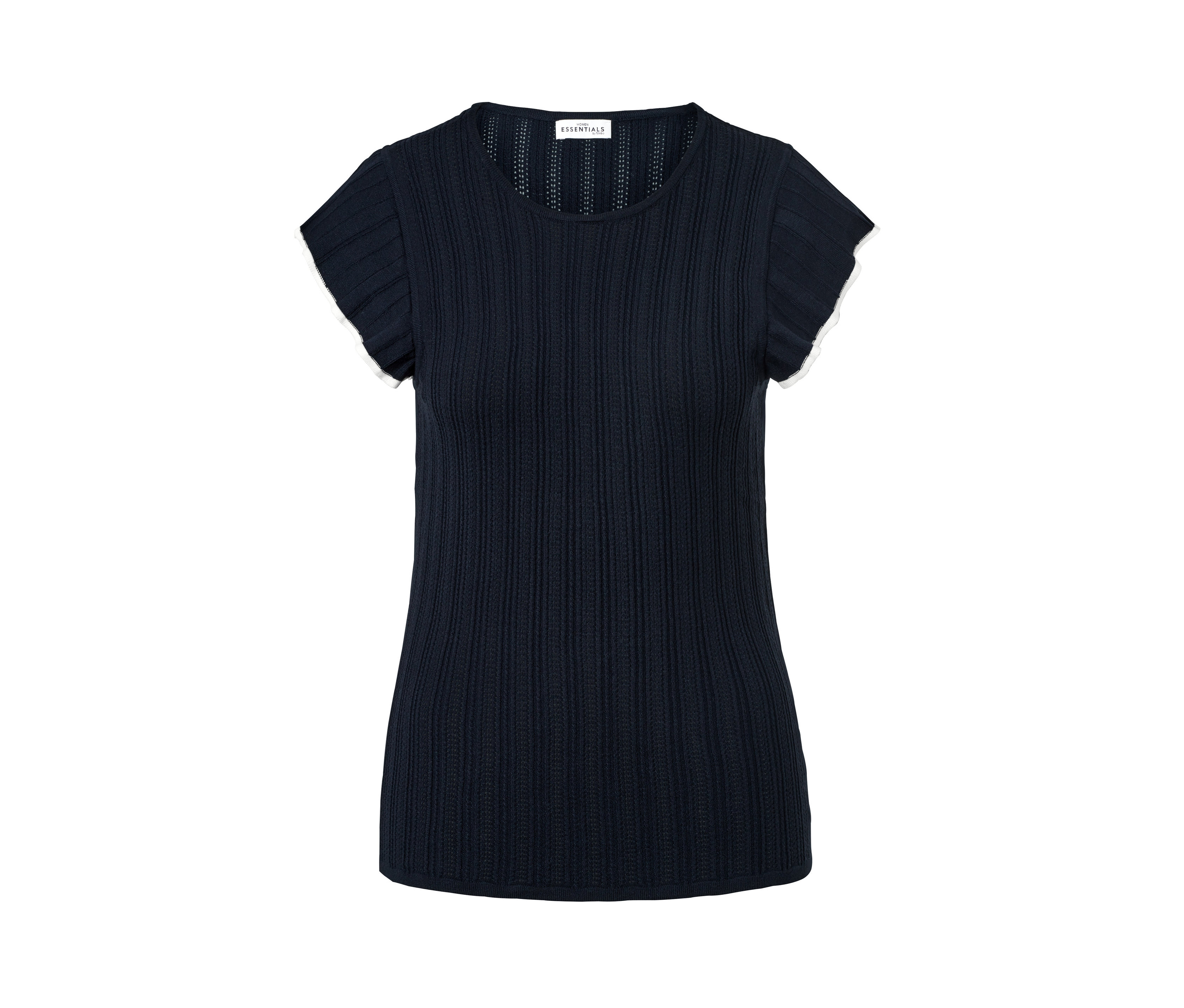 Tchibo - Top z dzianiny z ażurowym wzorem, niebieski