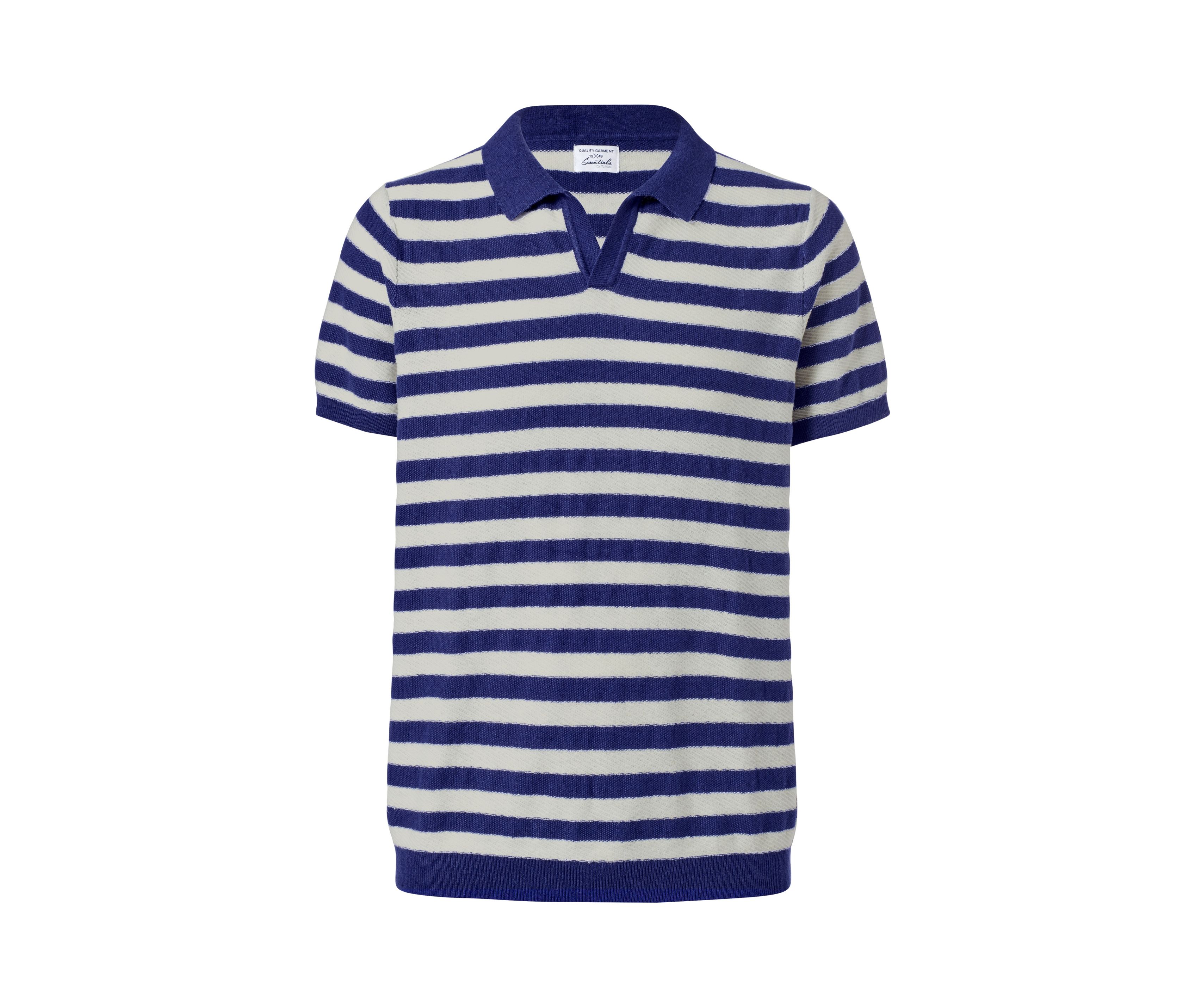 Tchibo - Lniana koszulka polo, biały/niebieski