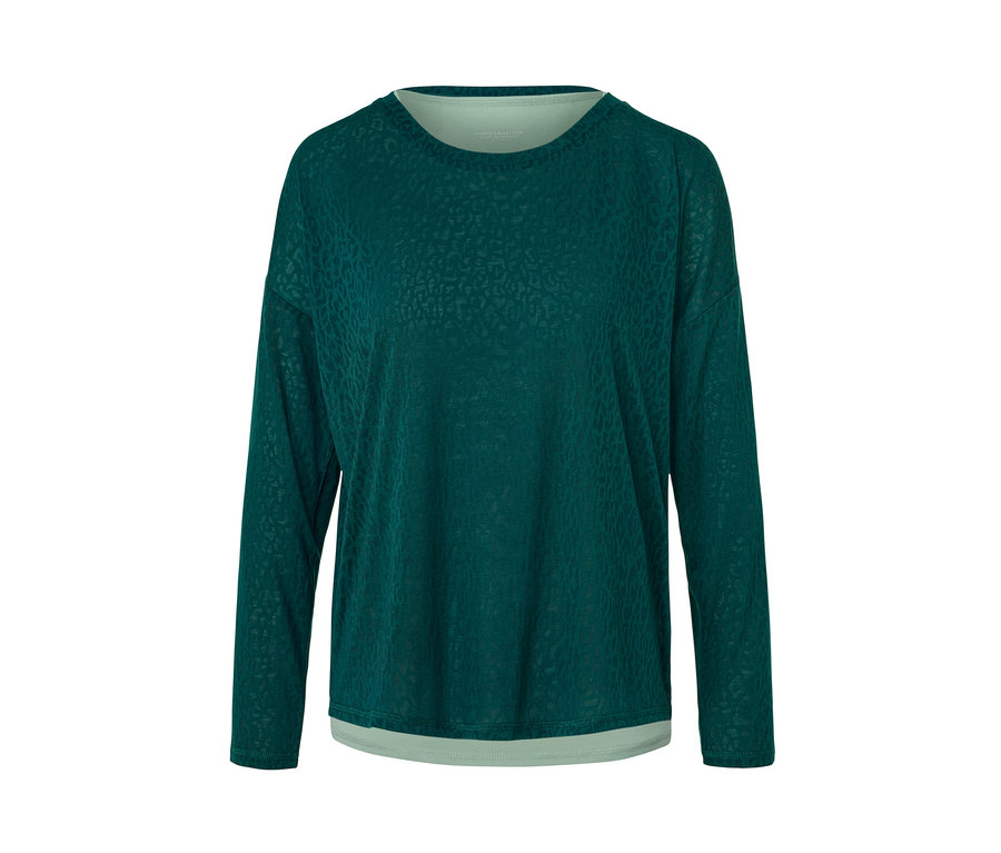 Zielona koszulka sportowa 2 w 1 z długim rękawem.