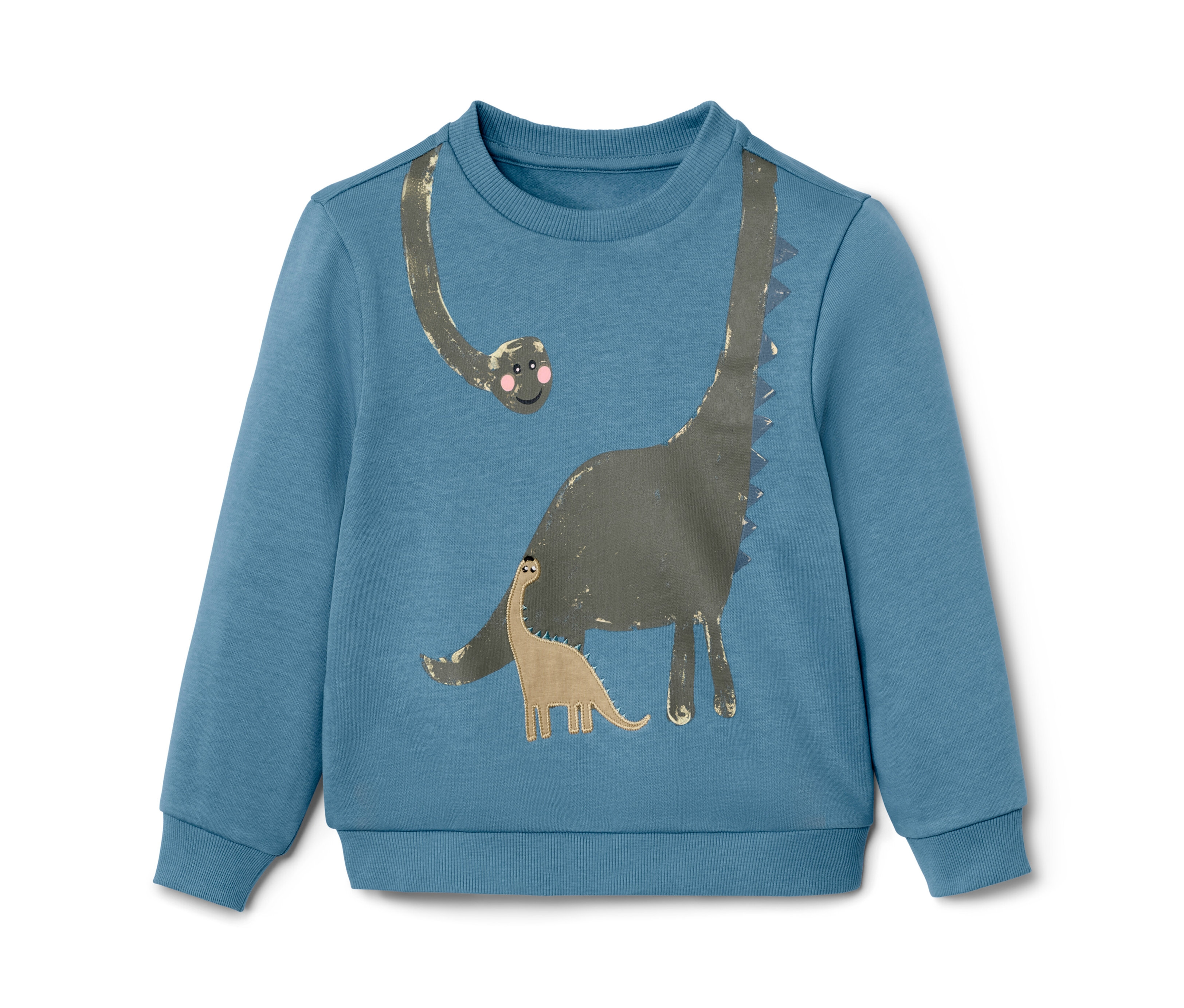 Tchibo - Bluza dziecięca z aplikacją w kształcie dinozaura, zielony/niebieski