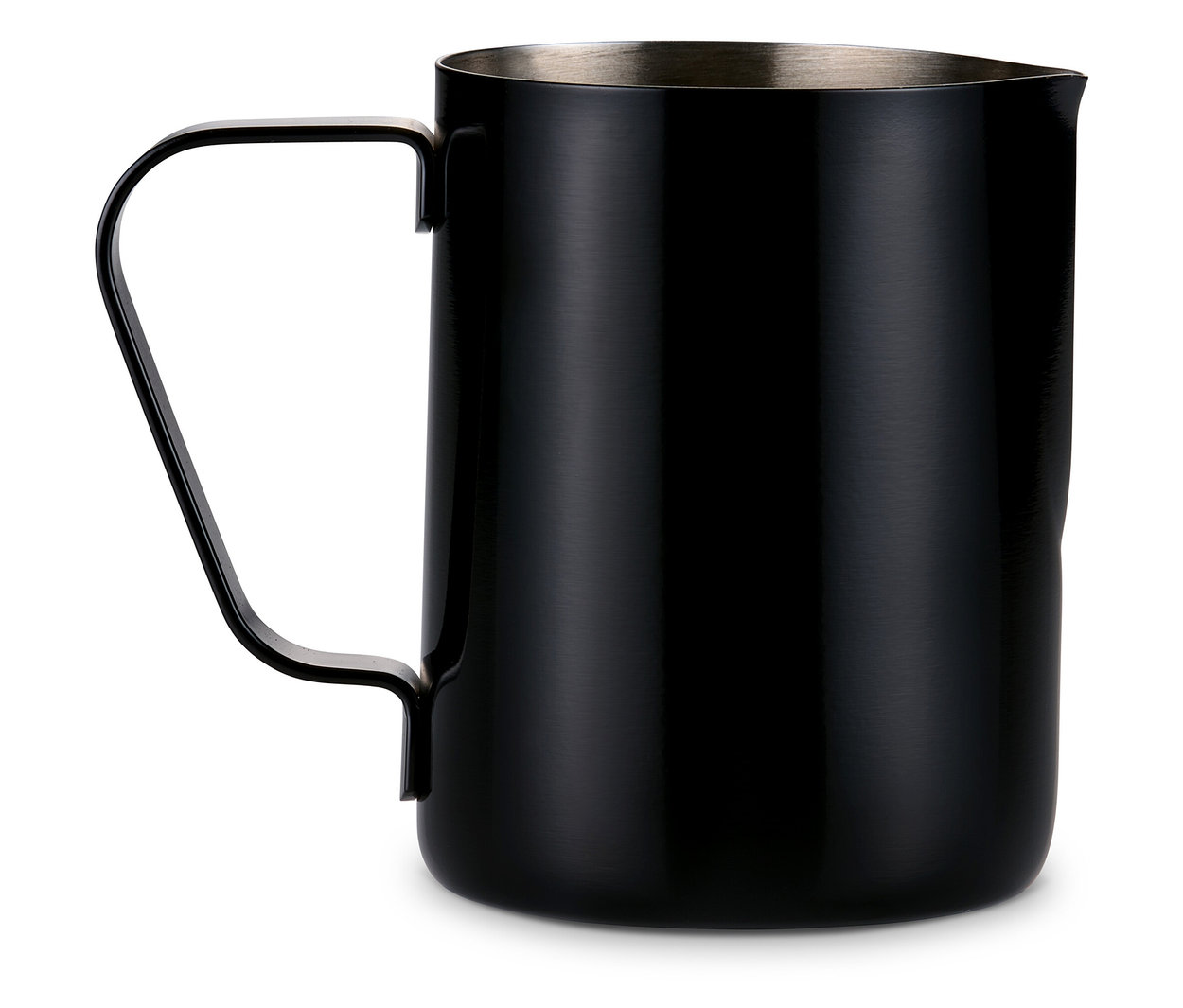 Czarny dzbanek na mleko z uchwytem.