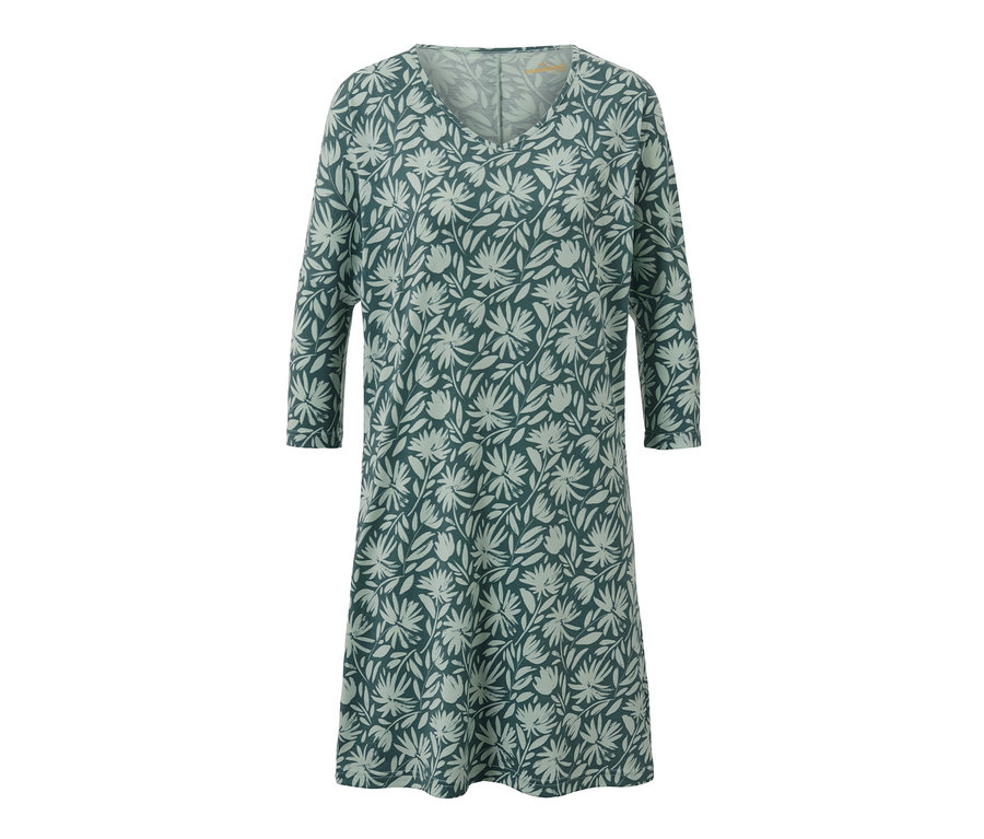 Koszula nocna, turkusowa, z nadrukiem na całej powierzchni.