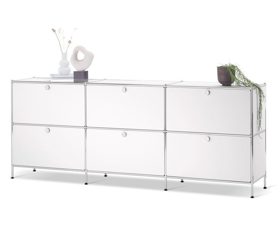 Biała szafka typu sideboard »CN3« z 6 klapami.