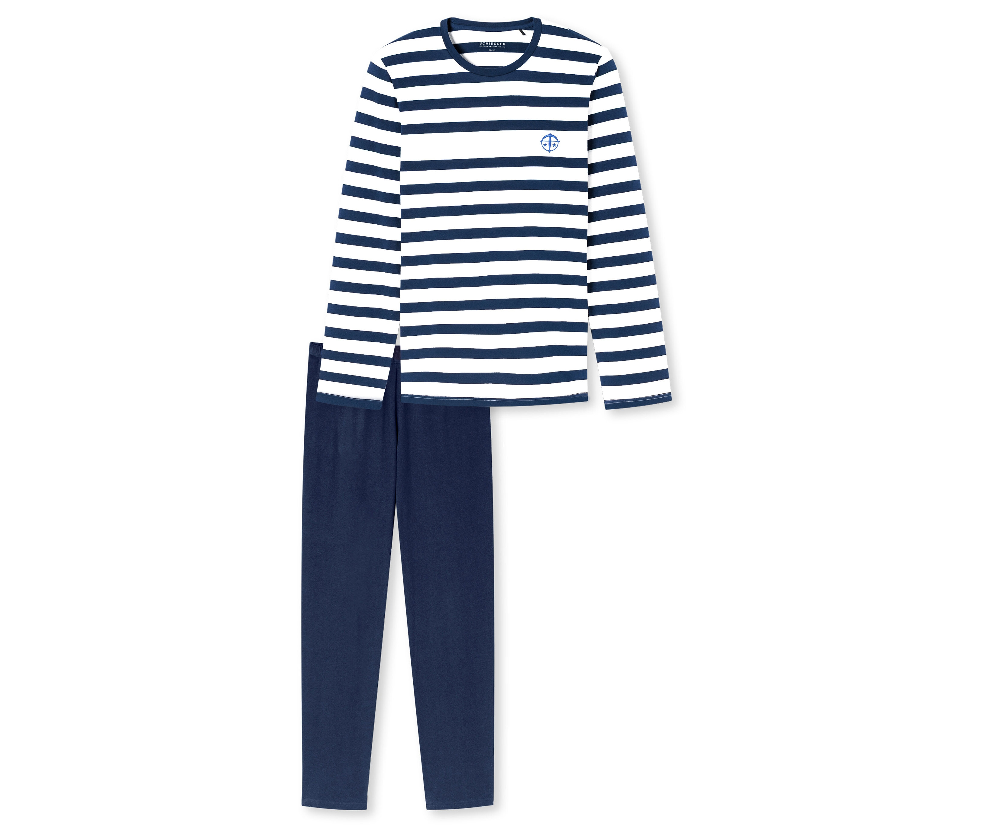 Piżama Schiesser- biały/niebieski/w paski