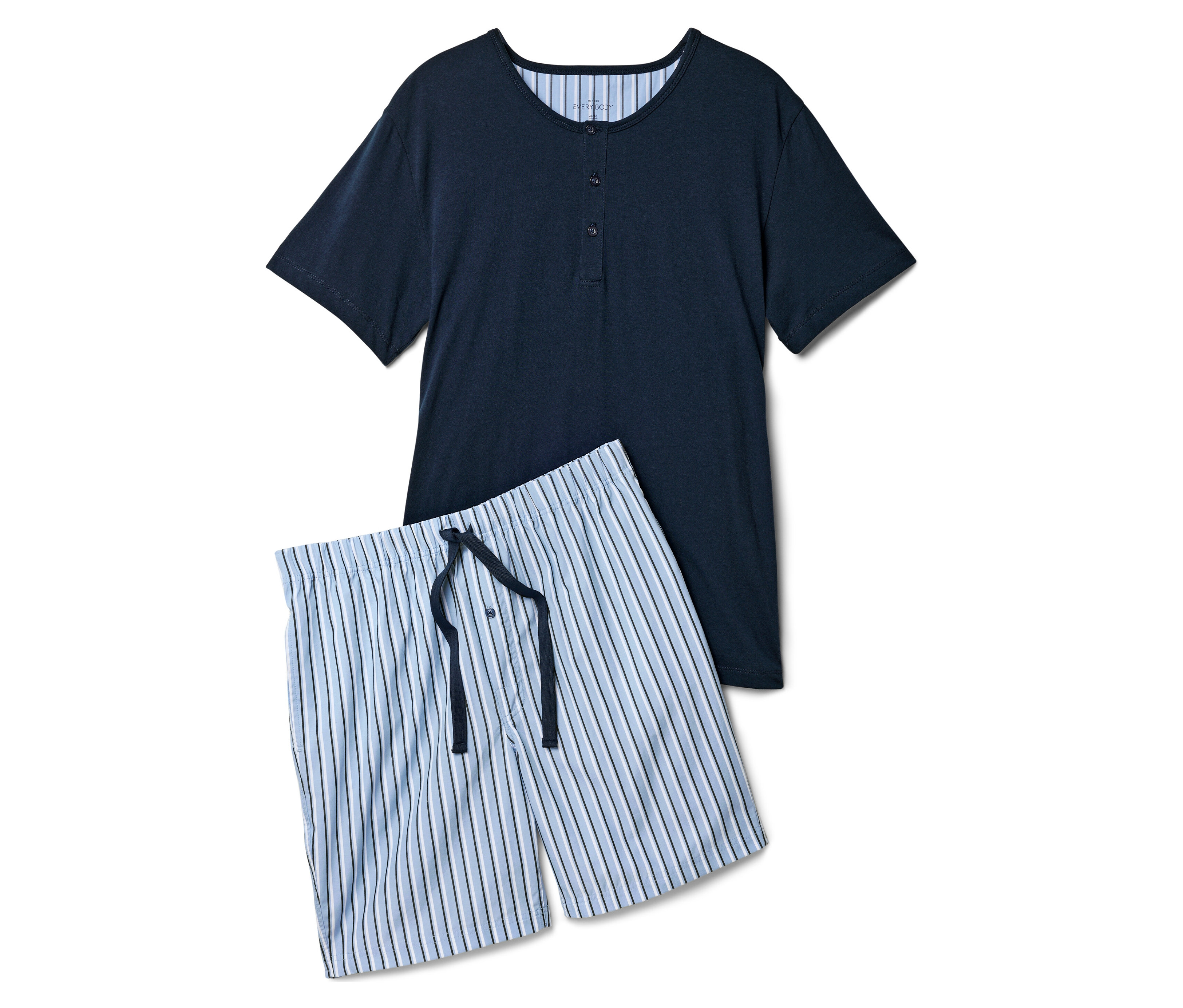 Tchibo - Piżama z krótkimi spodenkami- biały/niebieski/w paski