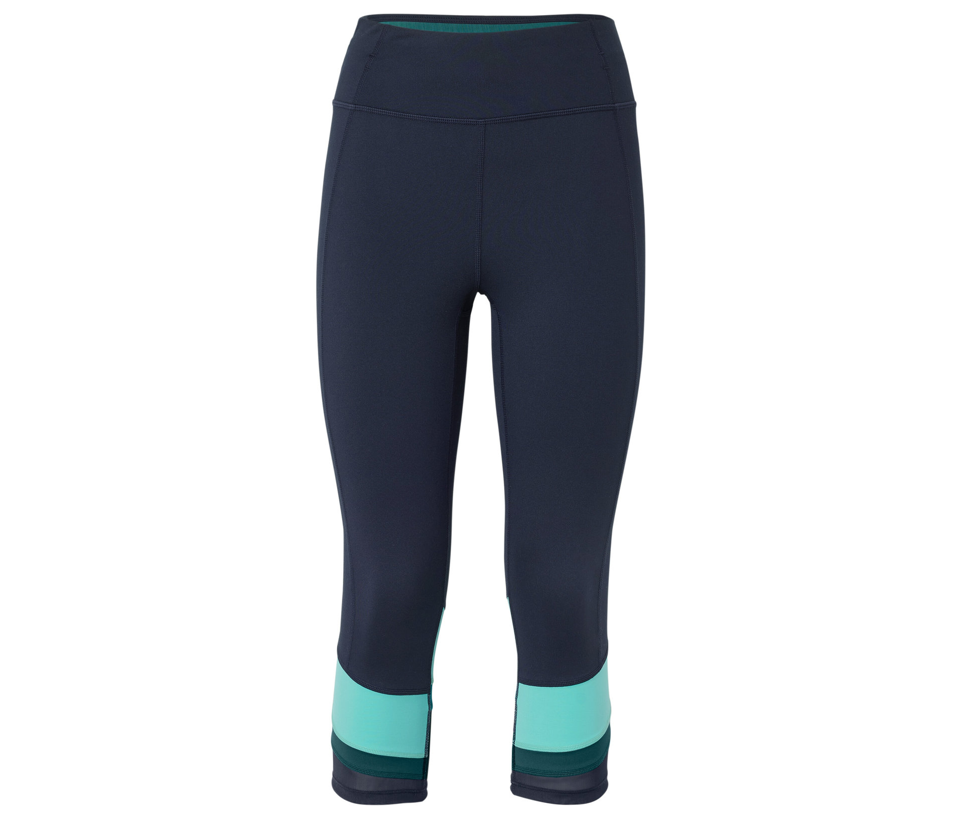 Tchibo - Legginsy sportowe 3/4- zielony/turkusowy/w paski