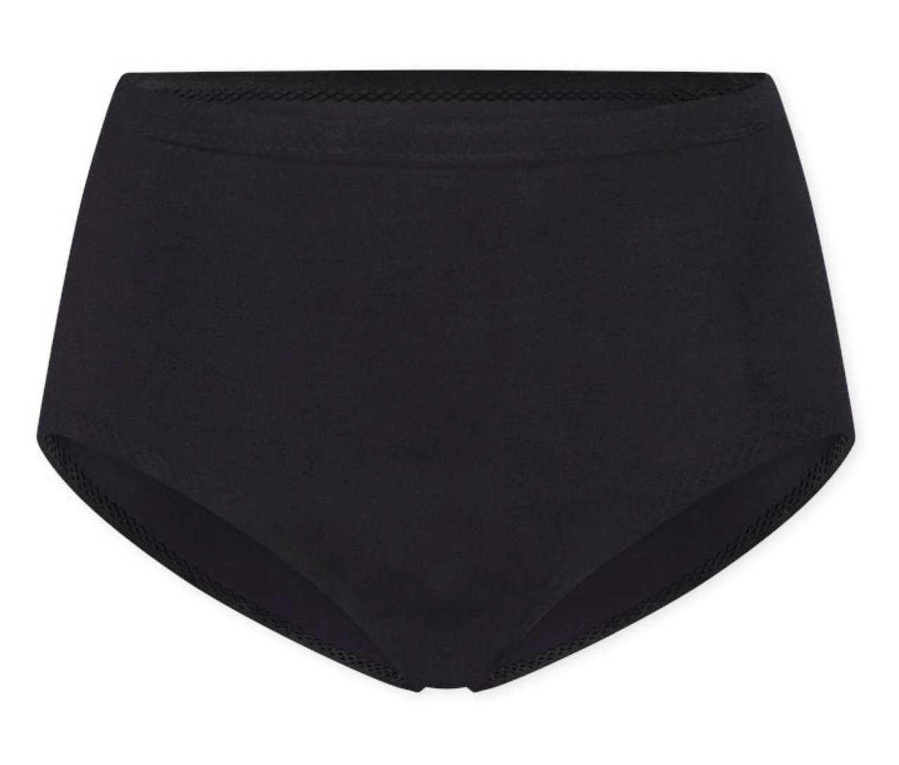 Czarne niewidoczne figi maxi SCHIESSER, leżące płasko na białym tle.