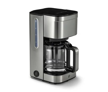 Srebrny ekspres przelewowy »Let's Brew Elegant« w zbliżeniu.