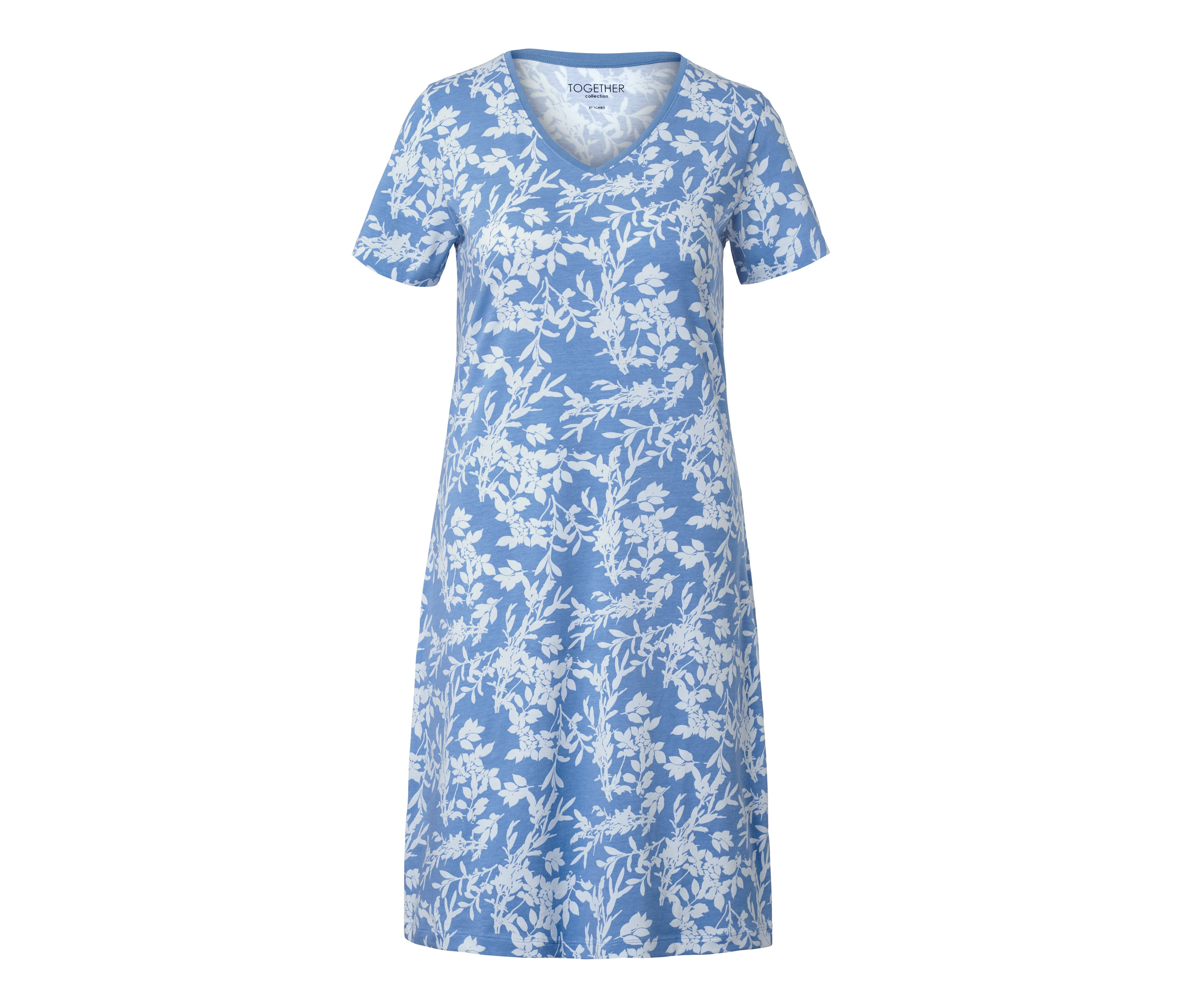 Tchibo - Koszula nocna- biały/niebieski/w kwiatki