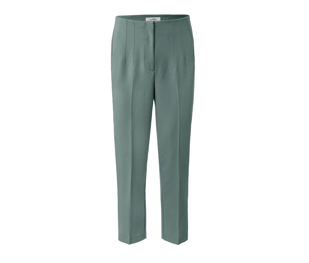 Spodnie z tkaniny w kolorze szarozielonym.