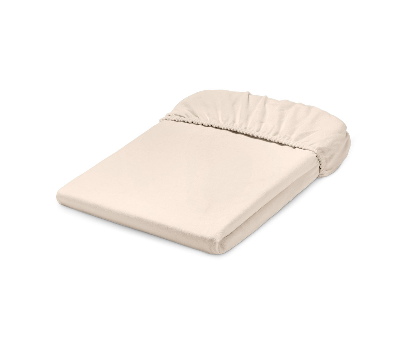 Beżowe prześcieradło flanelowe z gumką.