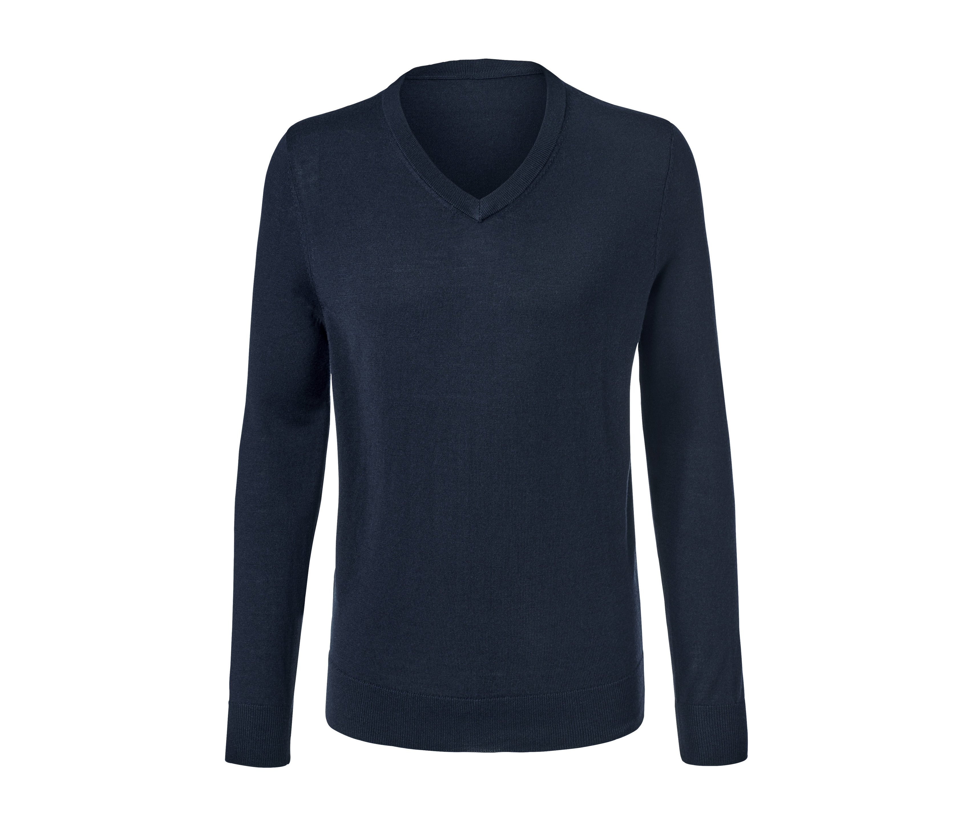 Tchibo - Sweter z wełny merino z dekoltem w serek, niebieski