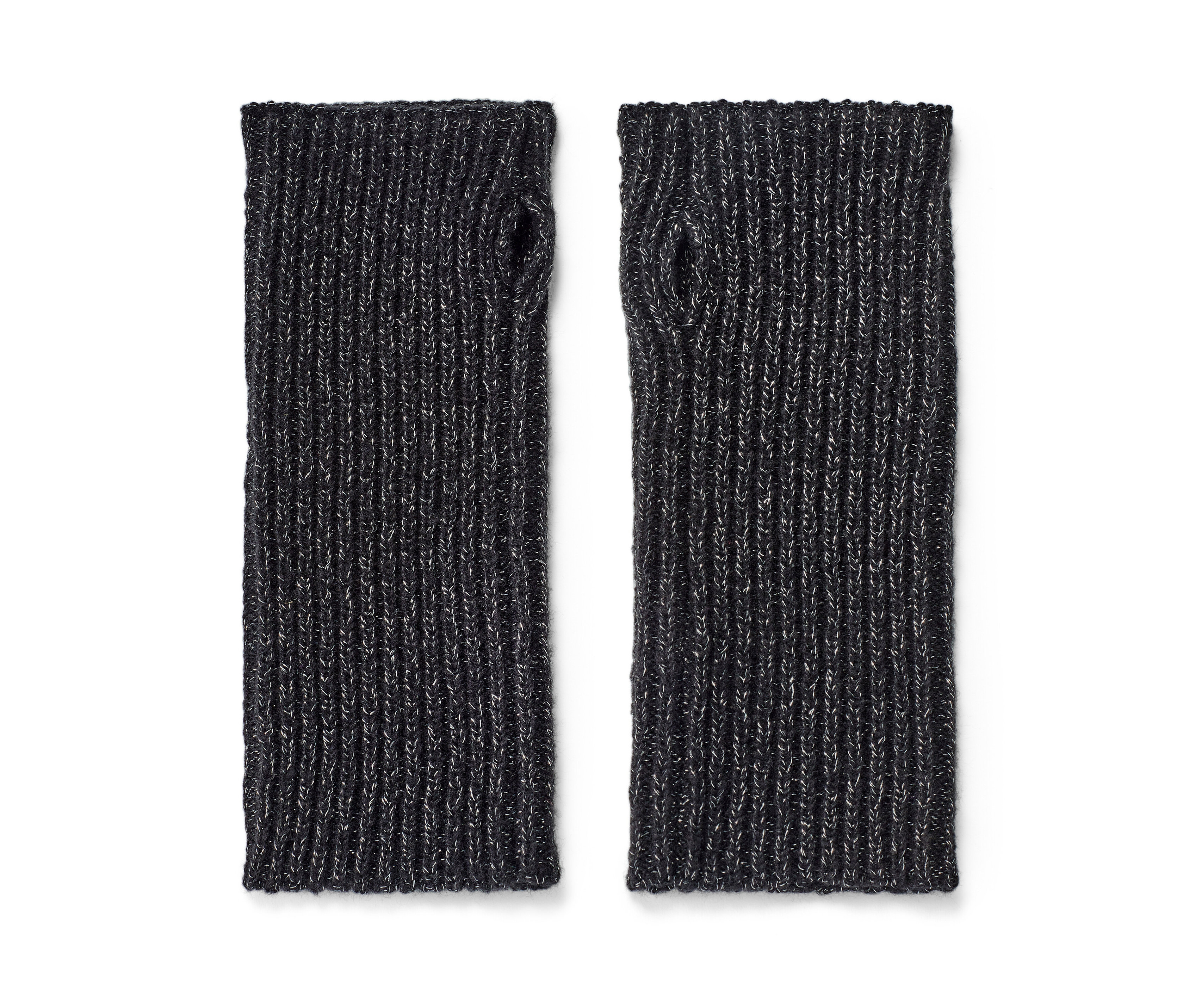 Tchibo - Błyszczące mitenki z dzianiny - kolor: czarny