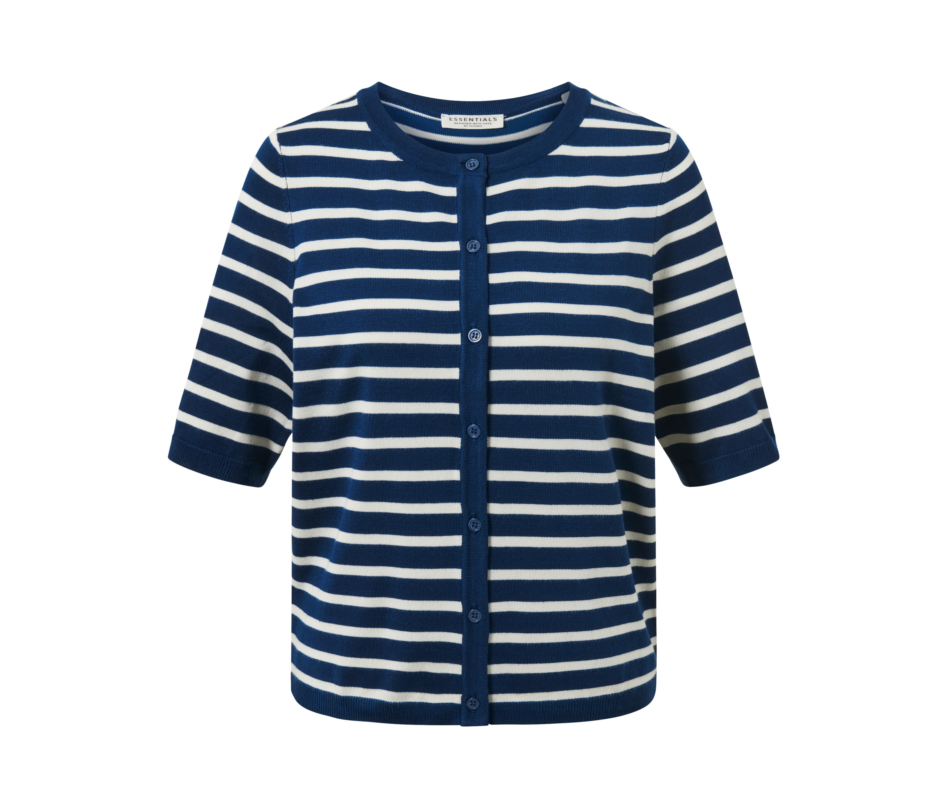 Tchibo - Kardigan z delikatnej dzianiny- biały/niebieski/w paski