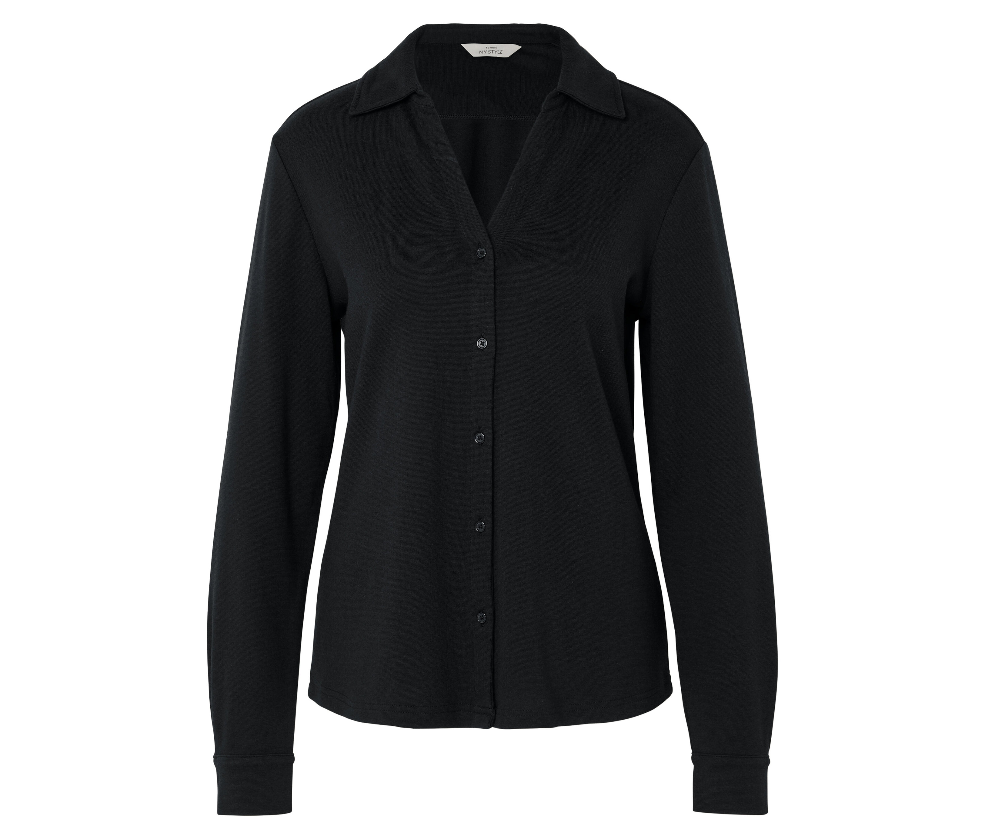 Tchibo - Bluzka z plisą z guzikami, czarny