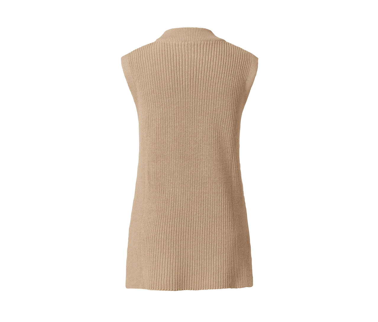 Szczegół dzianinowej kamizelki z golfem.