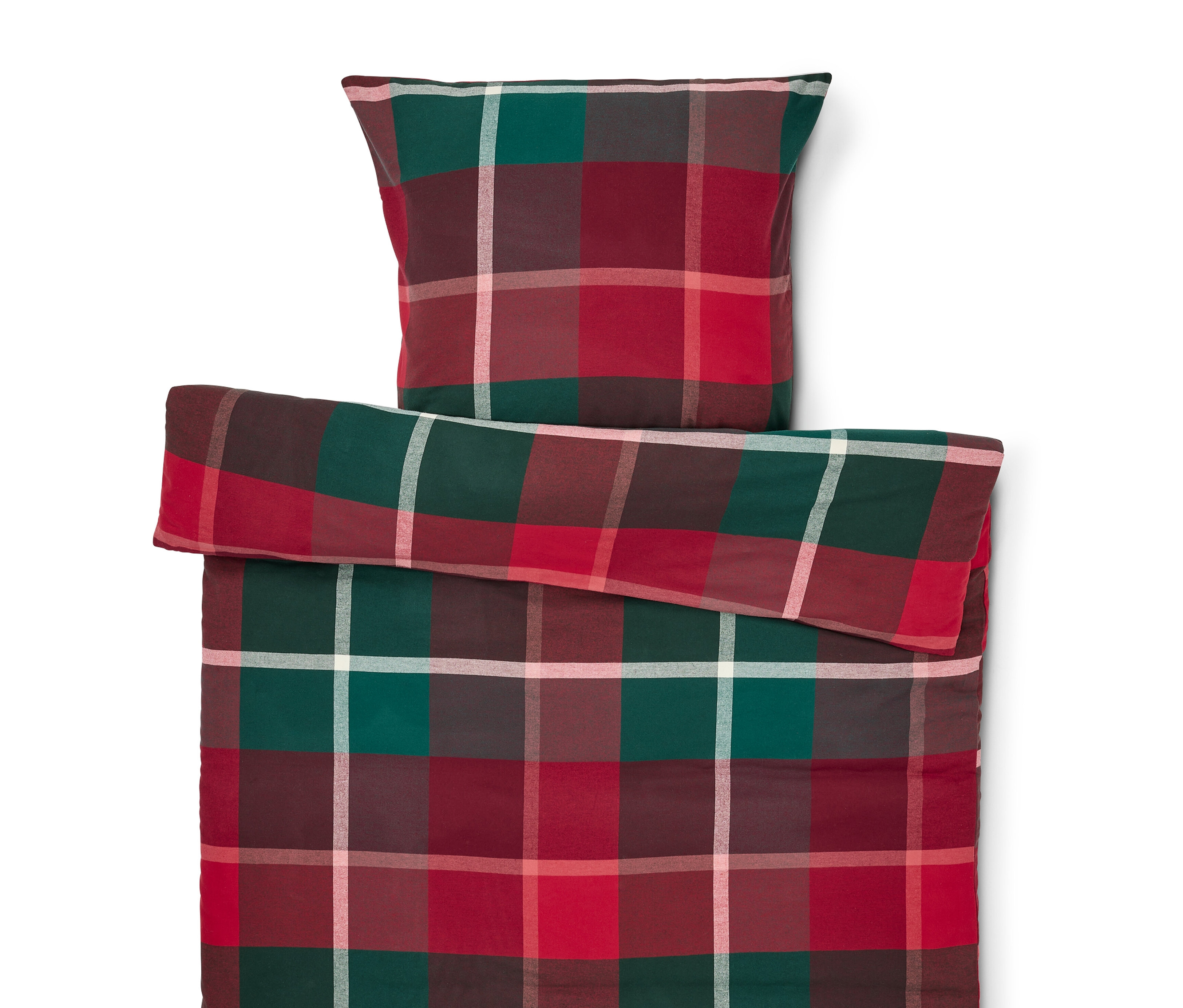 Tchibo - Pościel z flaneli - kolor: czerwony/zielony