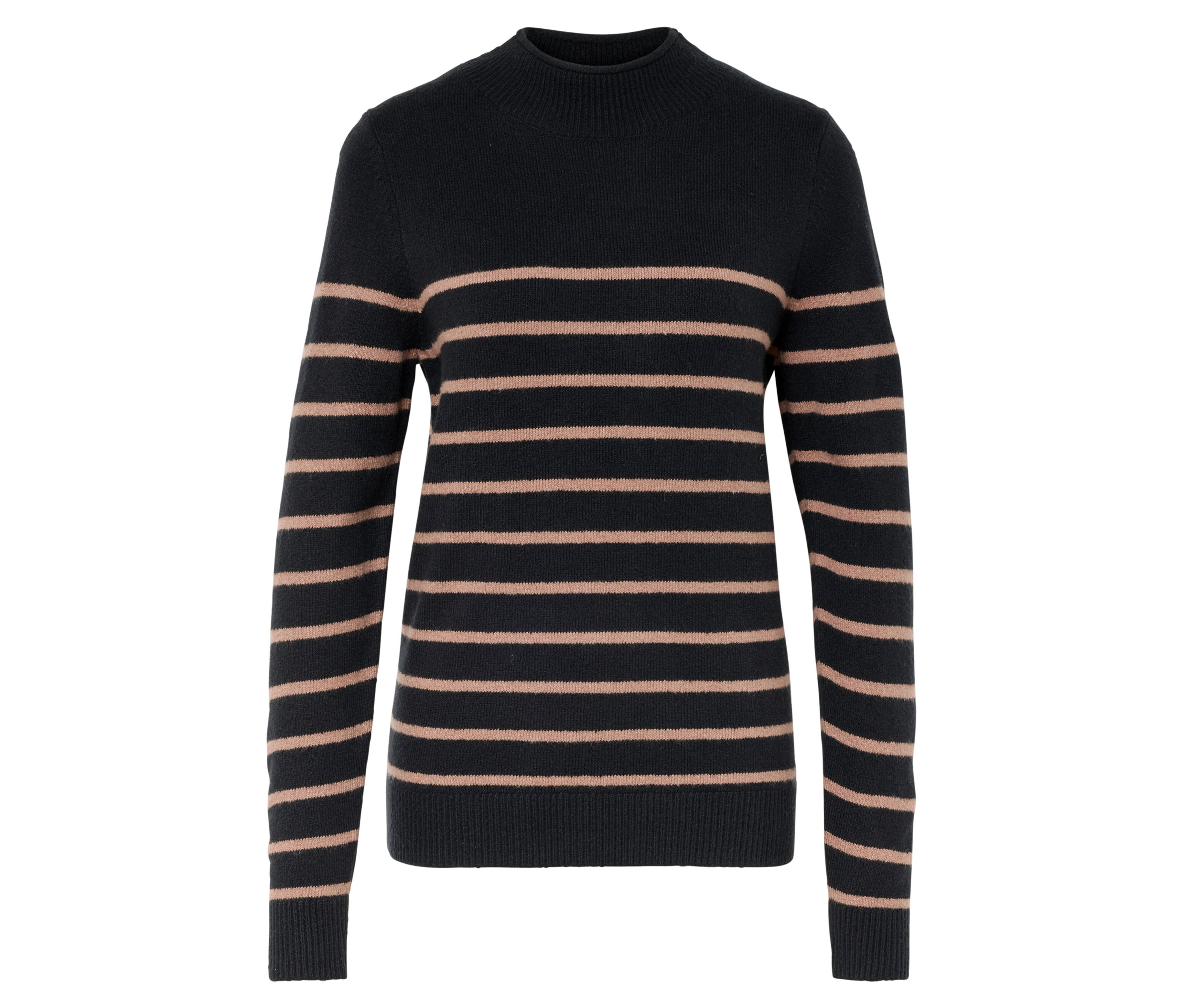 Tchibo - Sweter z dzianiny ze stójką- brązowy/czarny/w paski