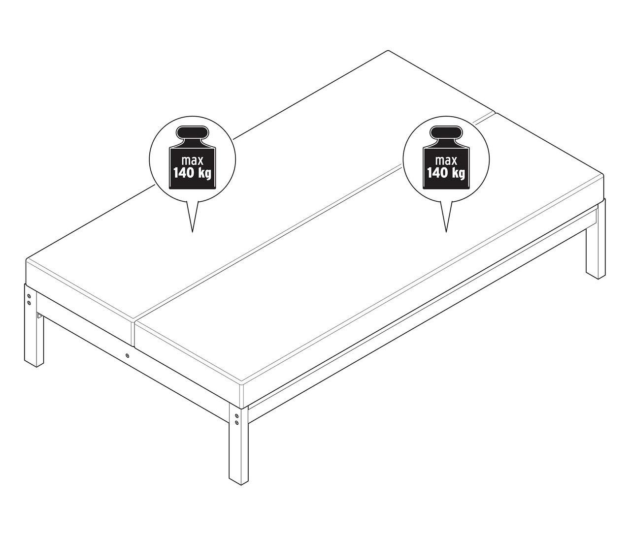 Ławka ogrodowa 2 w 1, która może być również używana jako podwójny leżak.