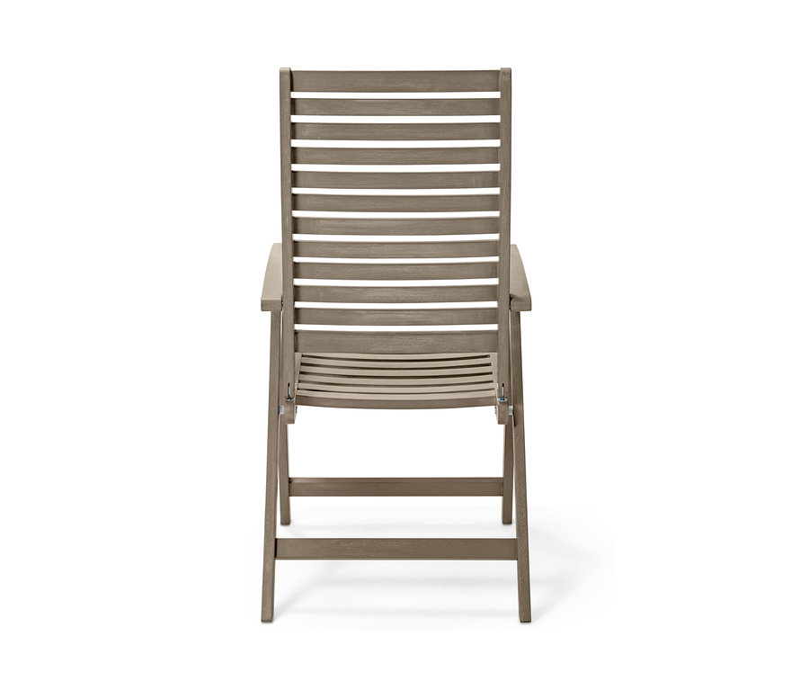 Widok z tyłu szarego krzesła z regulowanym oparciem »Leira«.