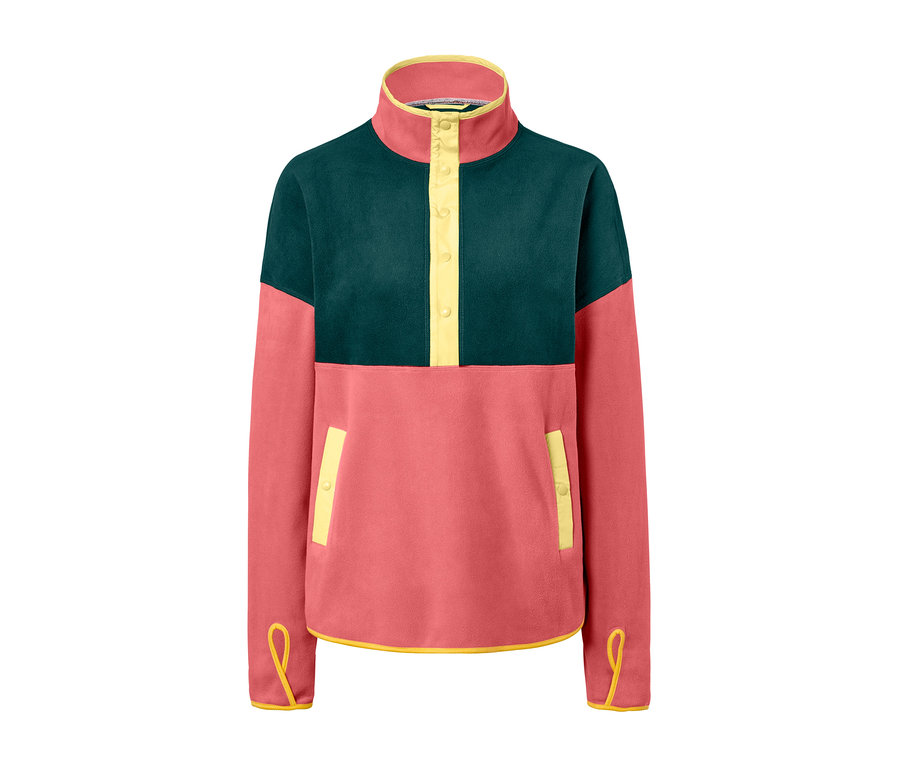 Bluza z polaru z plisą z guzikami w szerokie pasy.