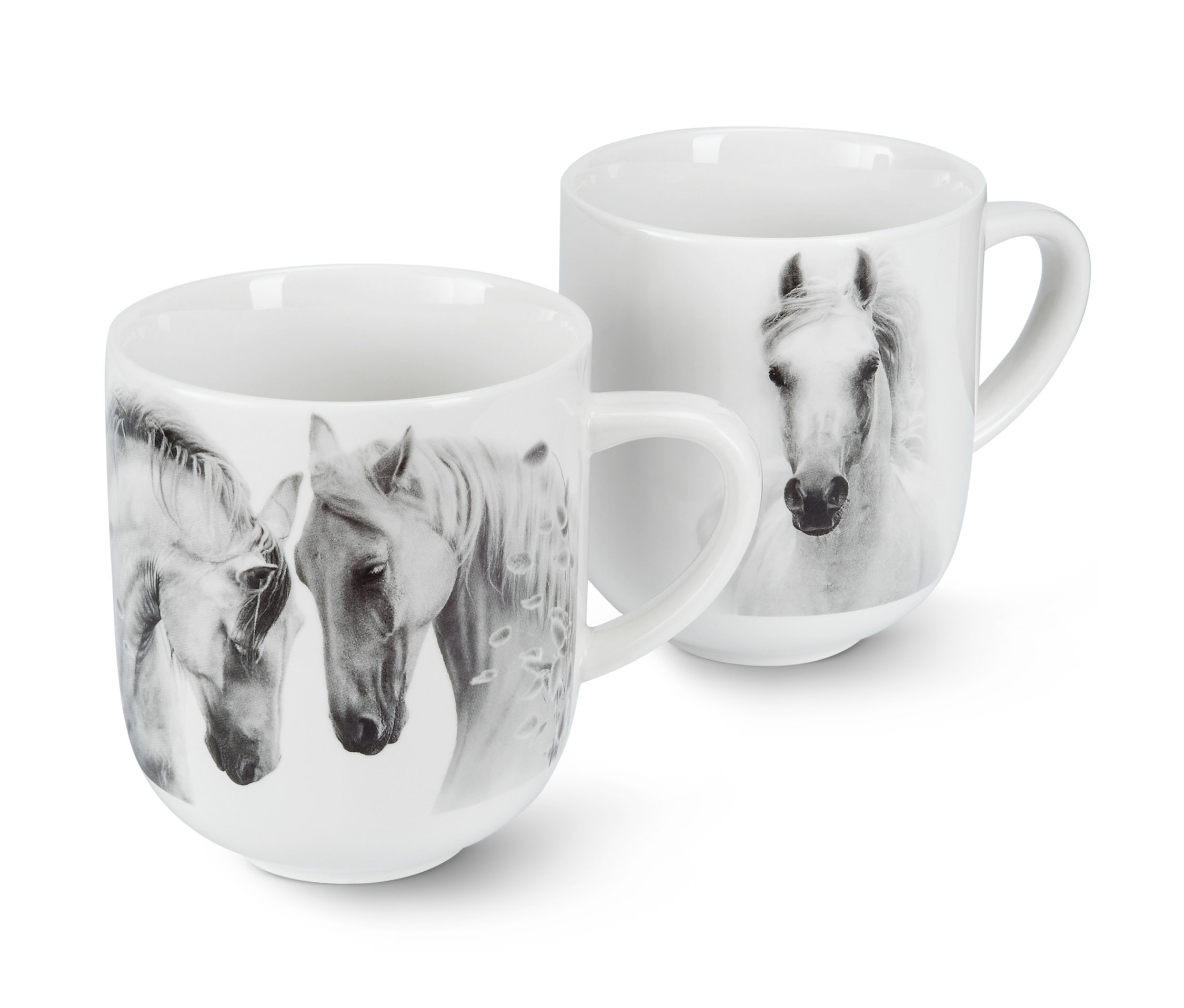 Dwa kubki Jumbo z wizerunkami koni.