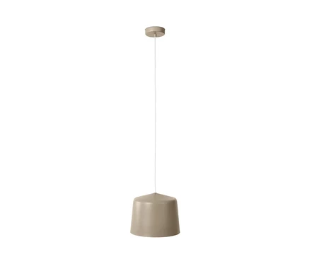 Kremowa metalowa lampa wisząca.