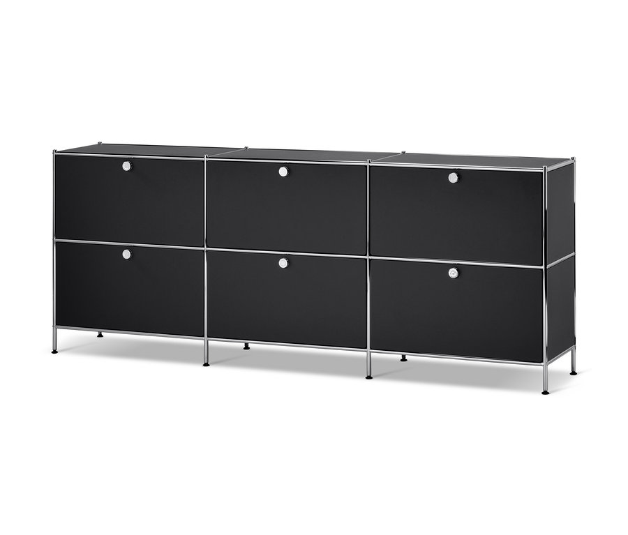 Czarna szafka typu sideboard »CN3« z 6 klapami.
