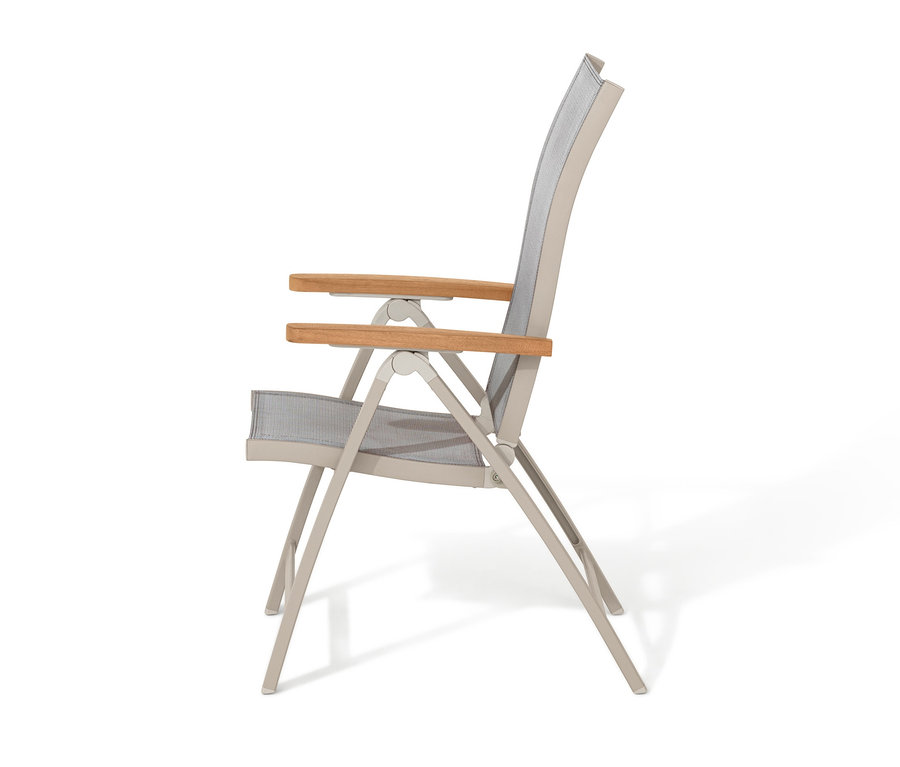 Widok z boku krzesła z wysokim i regulowanym oparciem »Liska«.