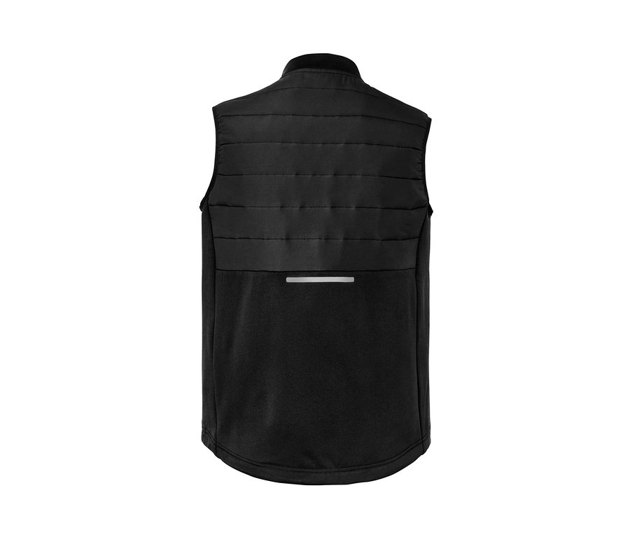 Tył czarnej kamizelki termoaktywnej.