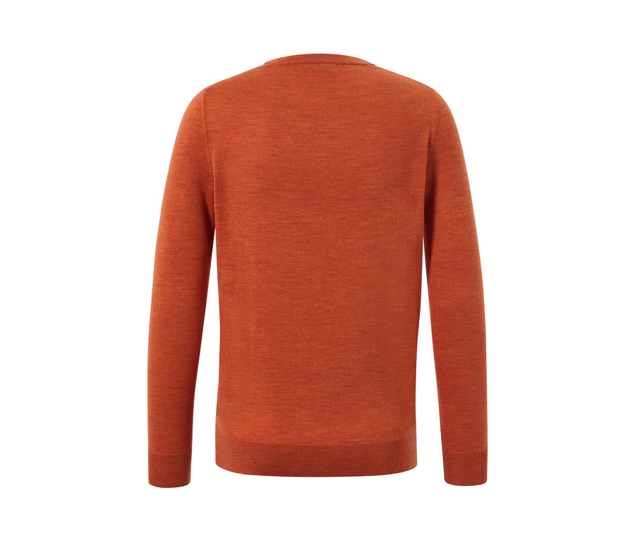 Pomarańczowy sweter z wełny merino.