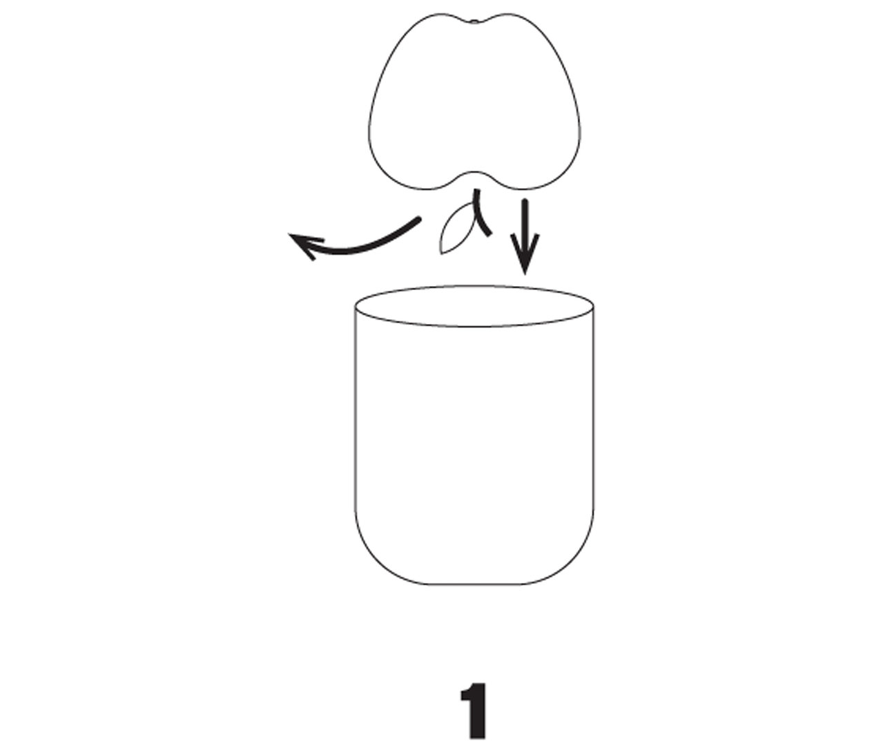 Ilustracja przedstawia schemat wkładania wkładki do kubka.